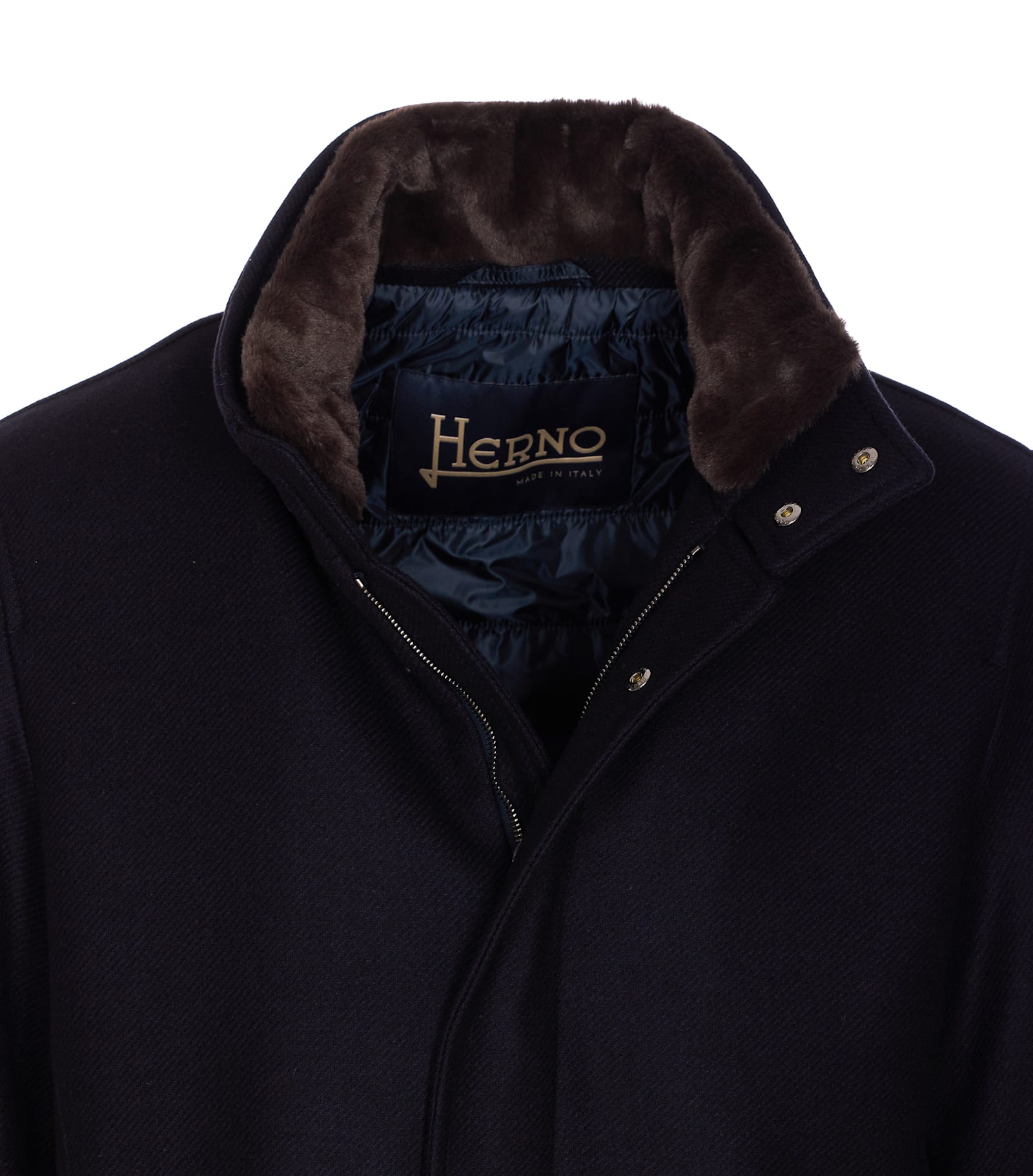 Herno Eco Fur Coat In Black