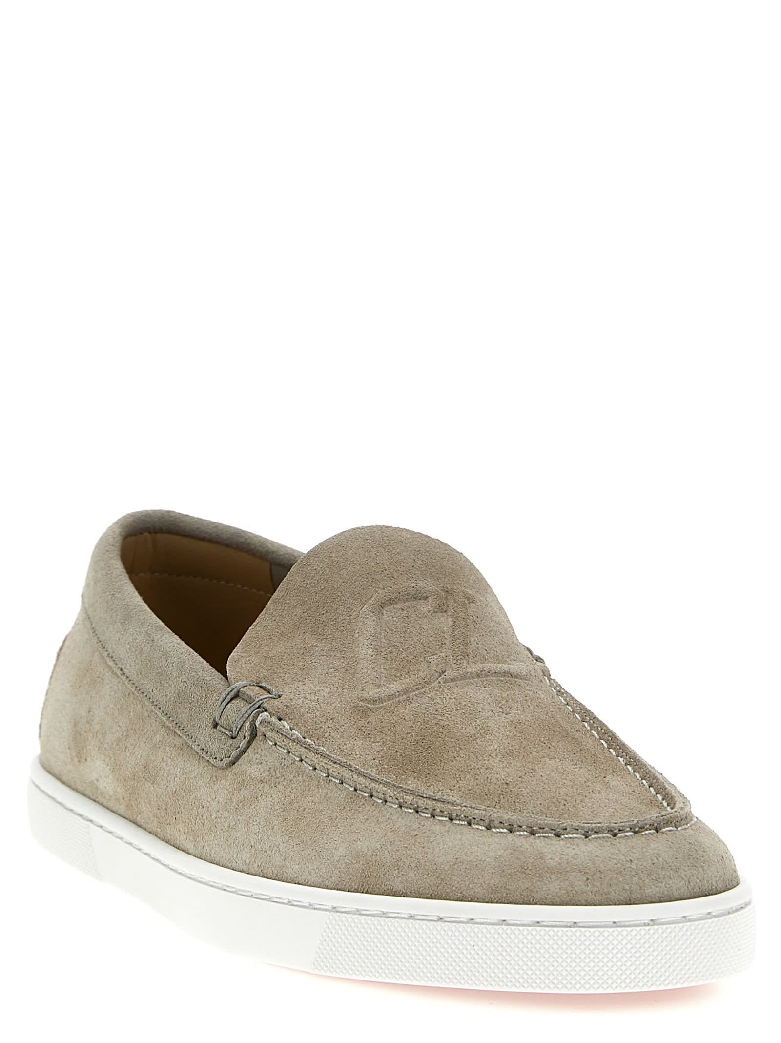 Shop Christian Louboutin Varsiboat Loafers In Gray