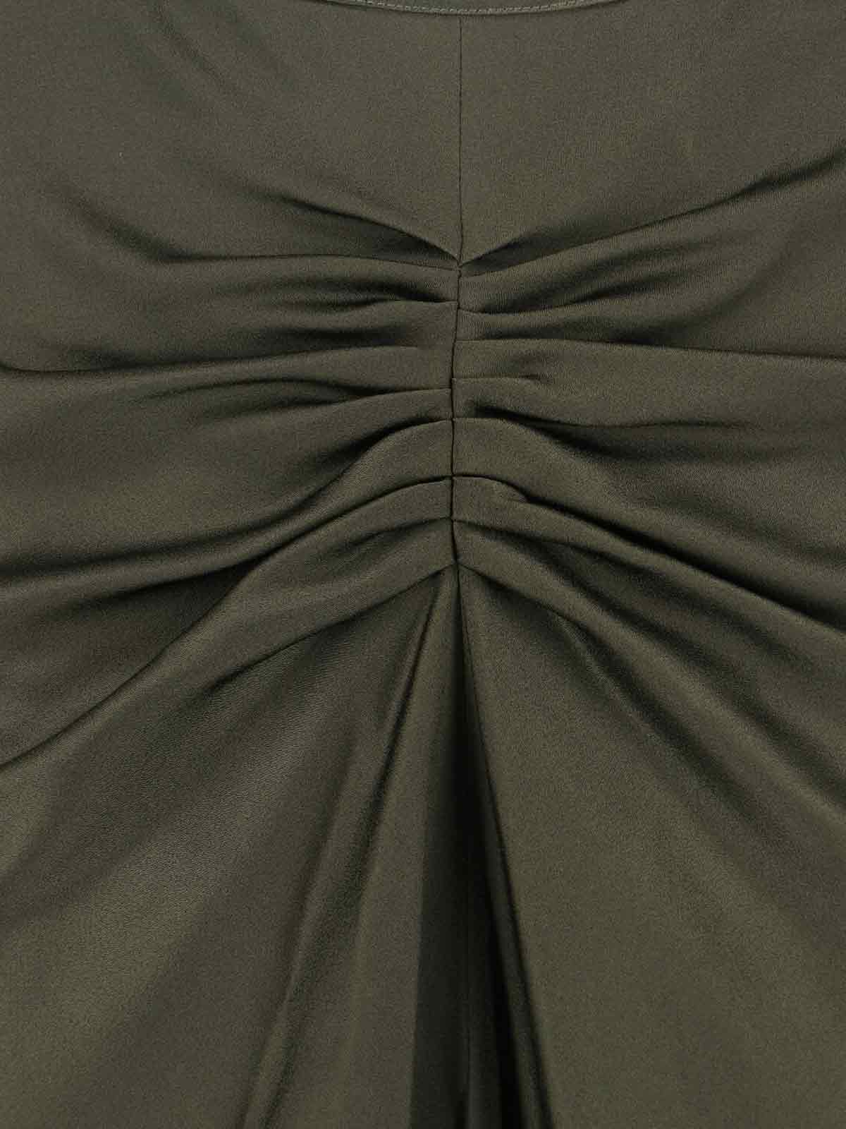 Victoria Beckham Midi Skirt With Asymmetric Hem And Ruched Detail In Green