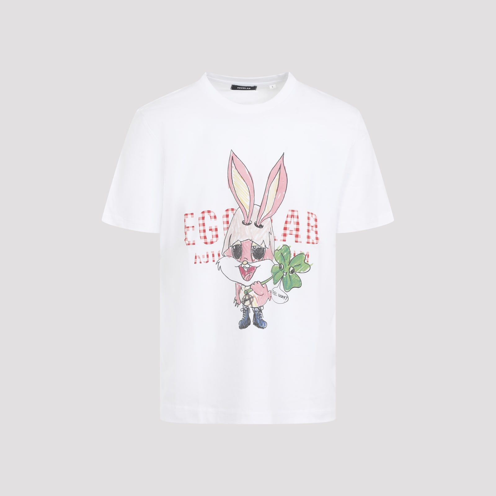 Egonlab Lapinou Tee Shirt In Off White Destroyed
