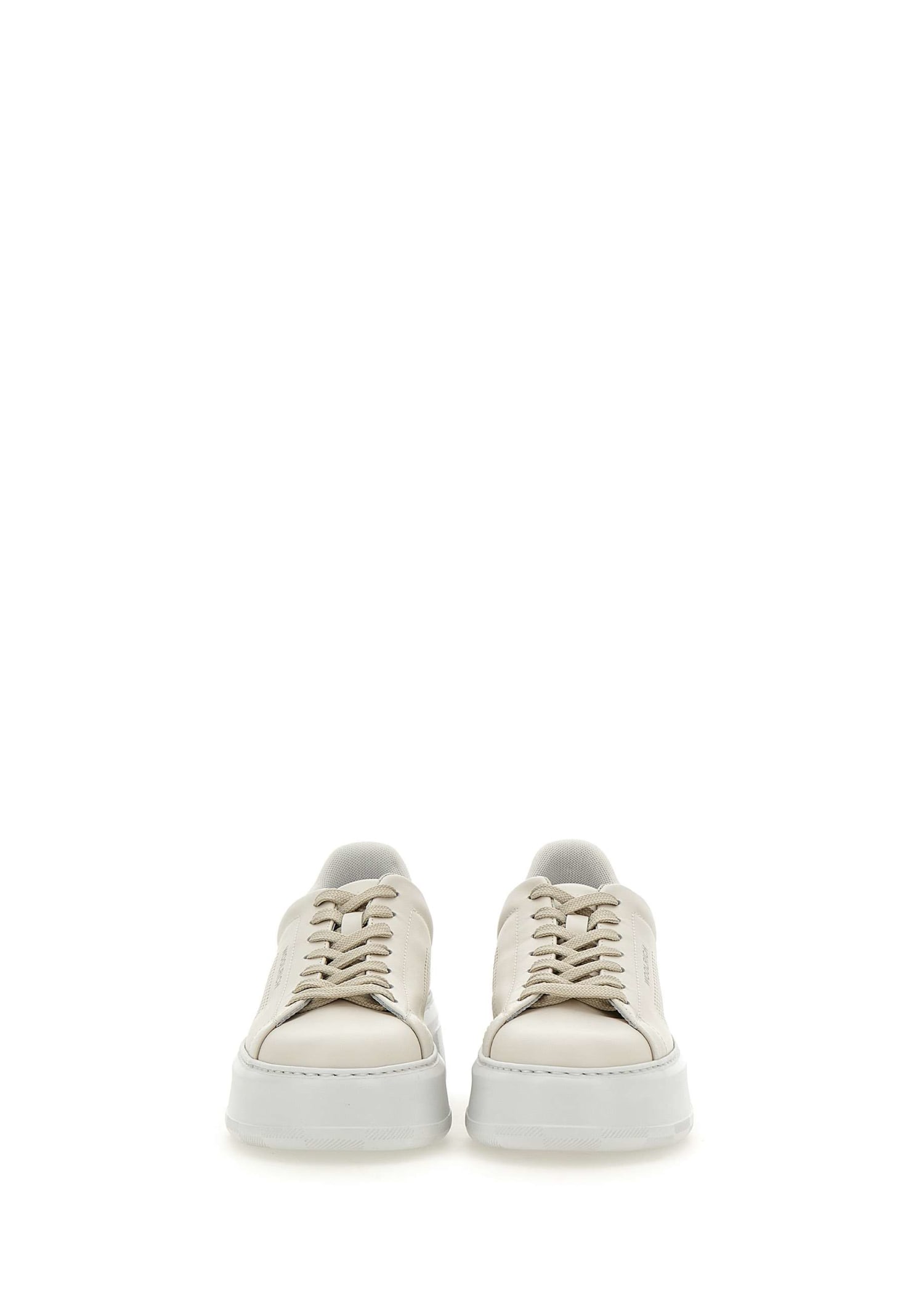Shop Woolrich Chunky Court Leather Sneakers In Crema