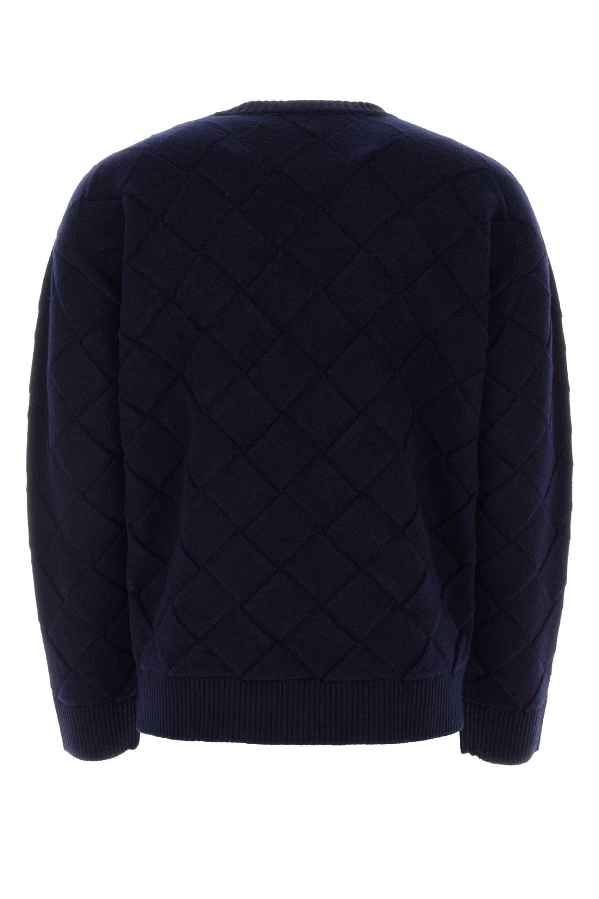 Shop Bottega Veneta Midnight Blue Stretch Wool Blend Sweater In Navy