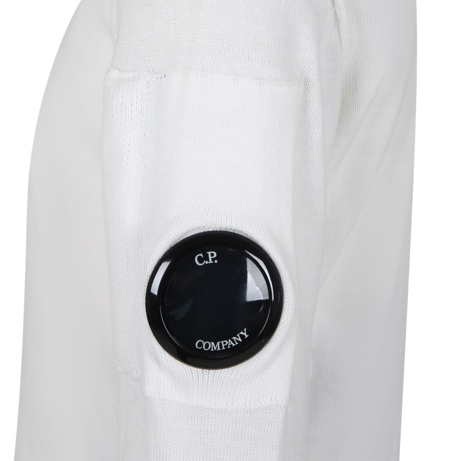 Shop C.p. Company Undersixteen White Sweater For Boy With C.p. Company Lens