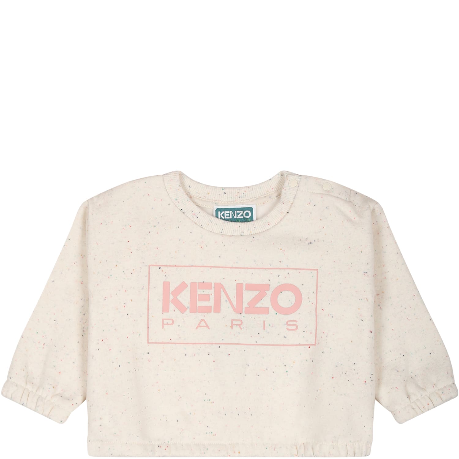 Kenzo Ivory Sweatshirt For Baby Girl With Logo