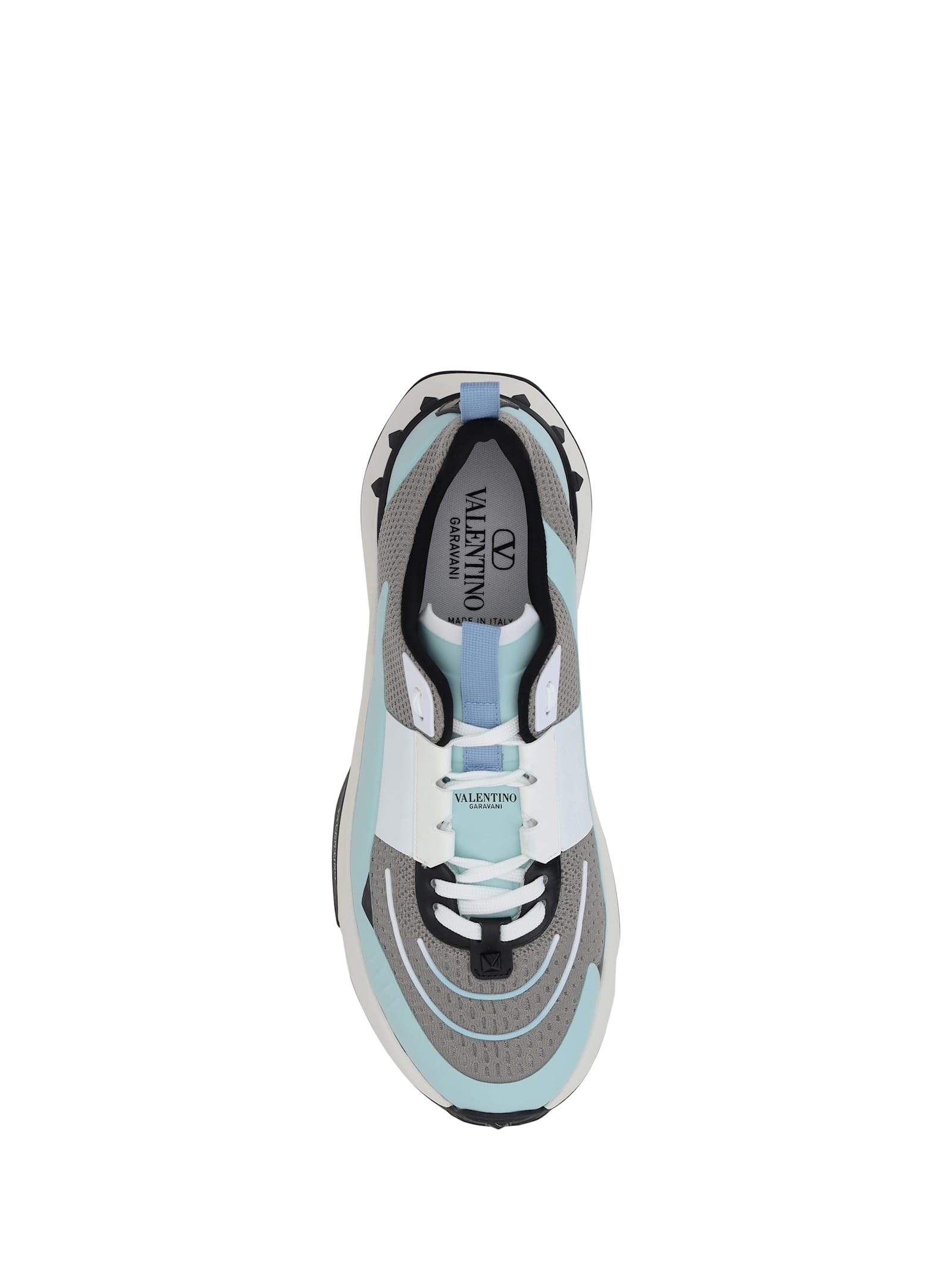 Valentino Sneakers In Opal Grey/acquamarina/nero/bianco