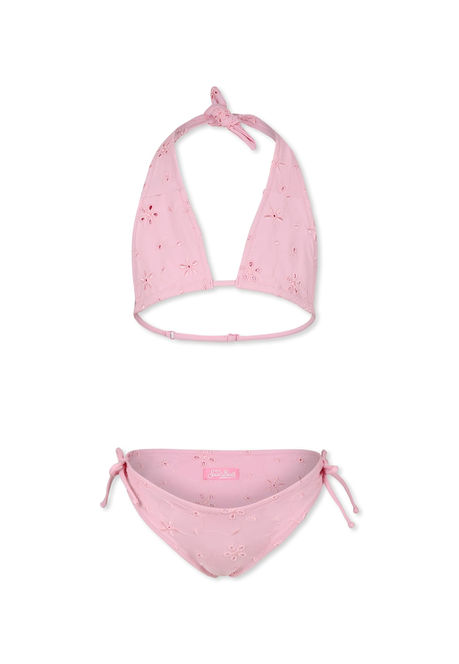 Mc2 Saint Barth Pink Bikini For Girl With Flowers In Pink