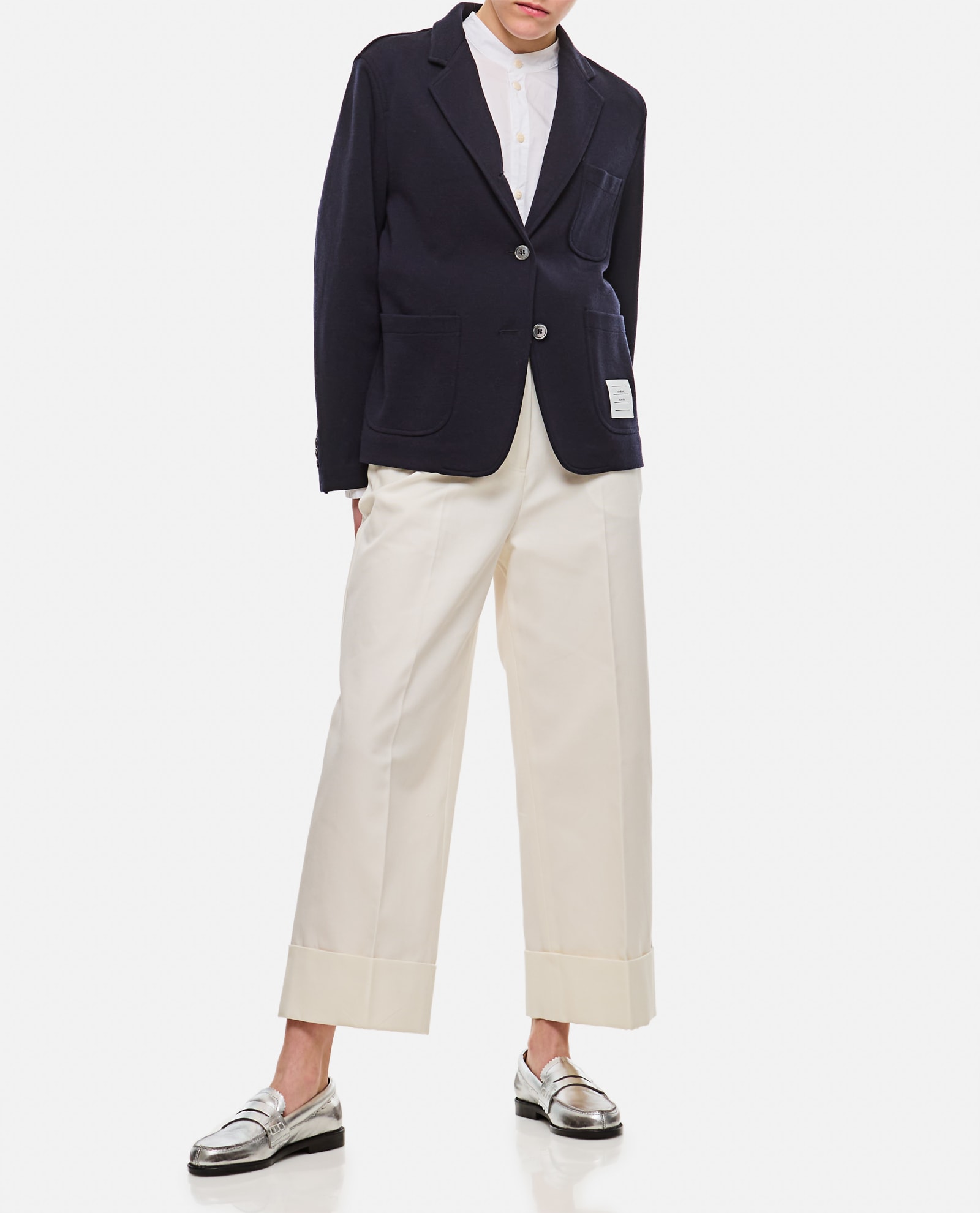 Shop Thom Browne Cropped Sack Wool Jacket In Blue