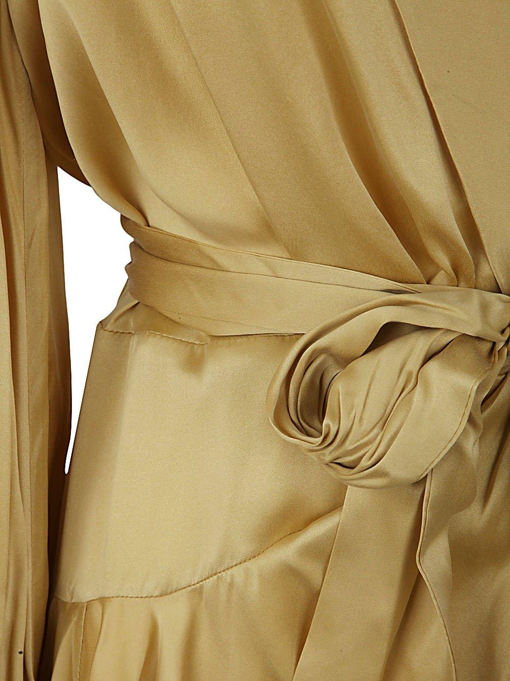 Shop Zimmermann Belted Wrap Long-sleeved Dress In Yellow