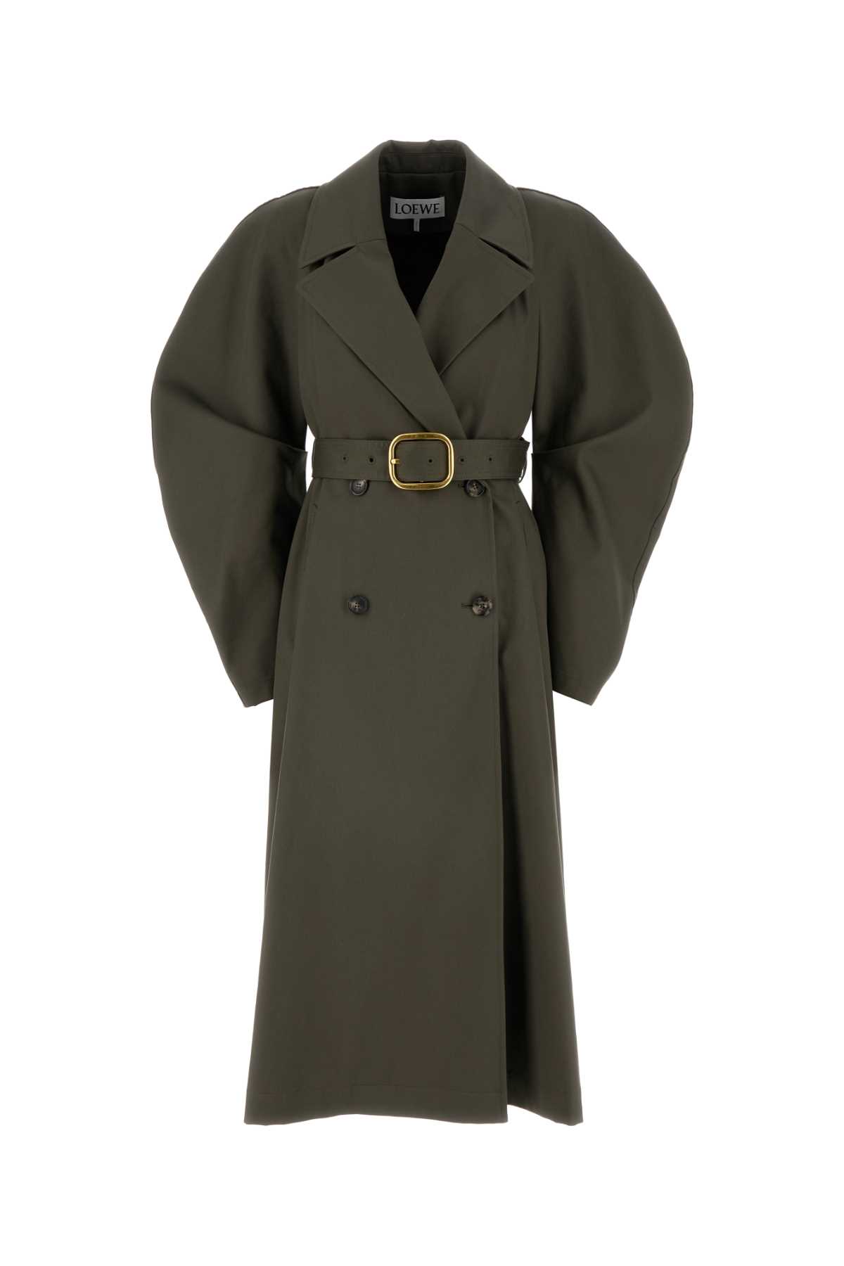 Shop Loewe Olive Green Cotton Trench Coat In Lodengreen