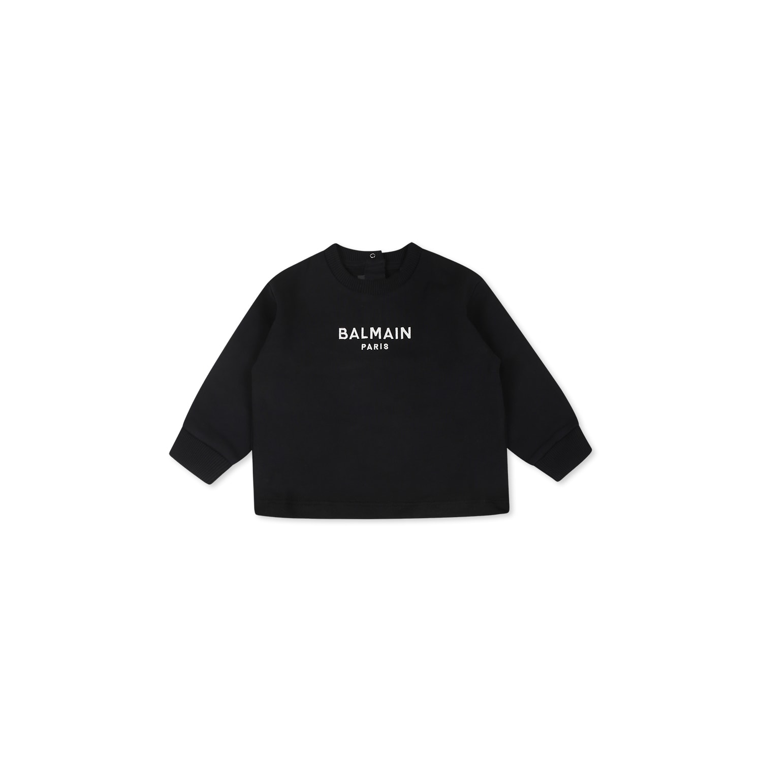 Balmain Black Sweatshirt For Baby Girl With Logo In Black