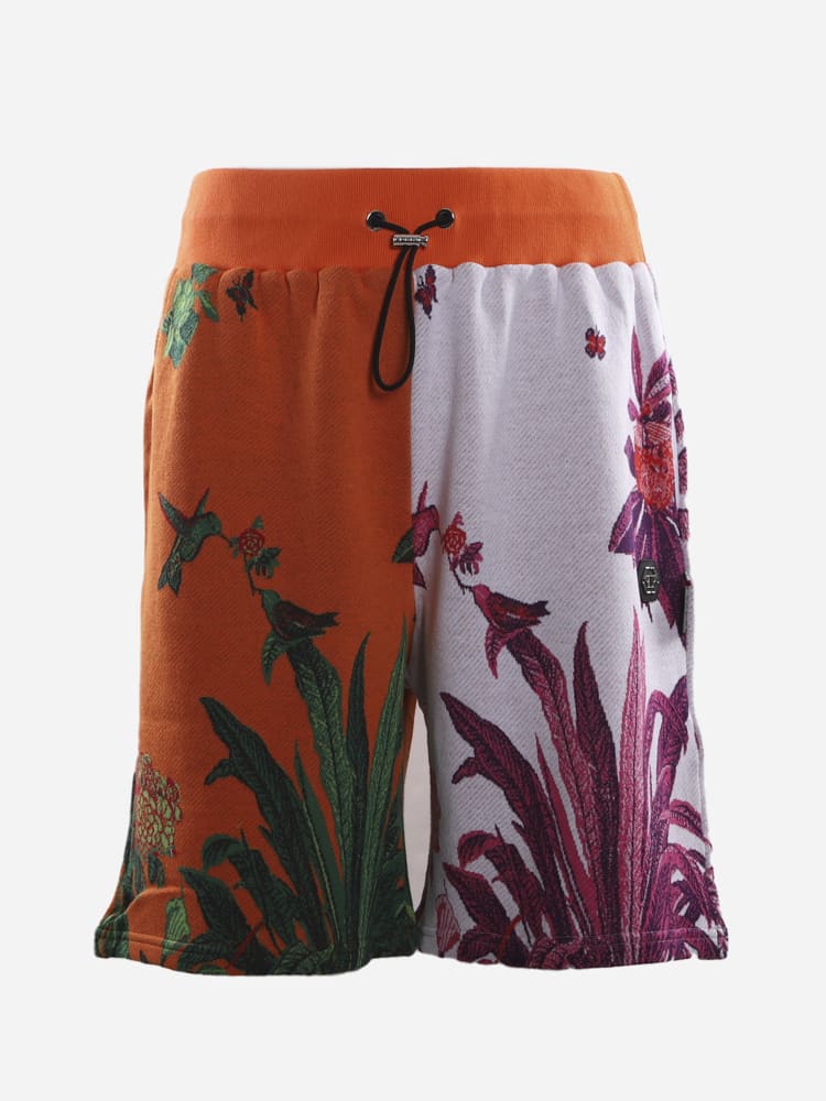 Philipp Plein Cotton Shorts With All-over Multicolor Print
