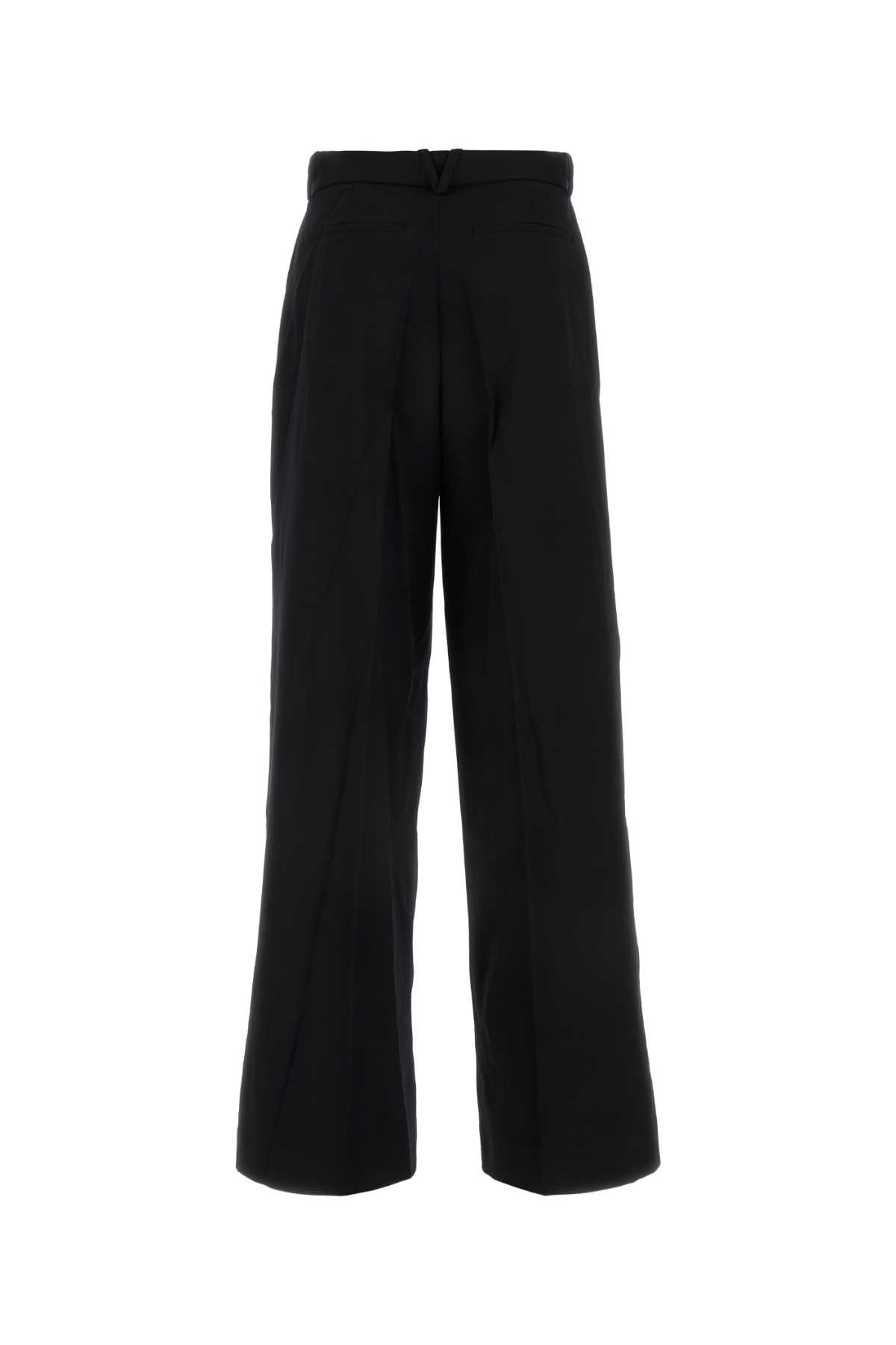 Shop Versace Black Stretch Wool Wide-leg Pant