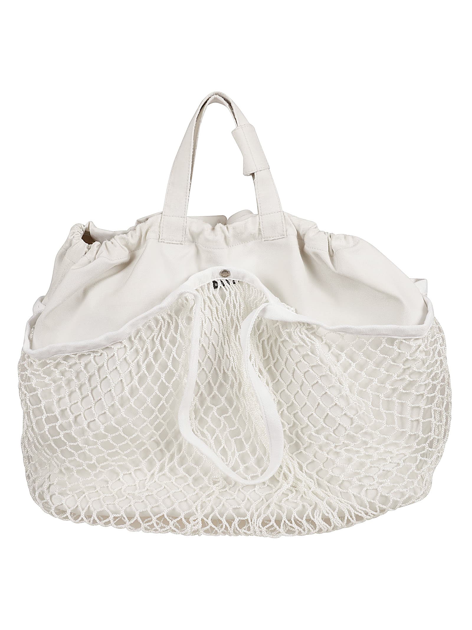 Shop Balenciaga Logo Mesh Tote In White/black