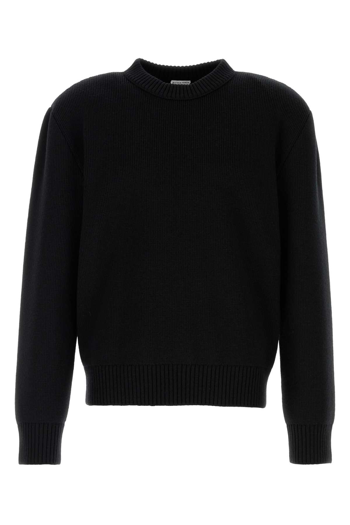 Black Stretch Wool Blend Sweater