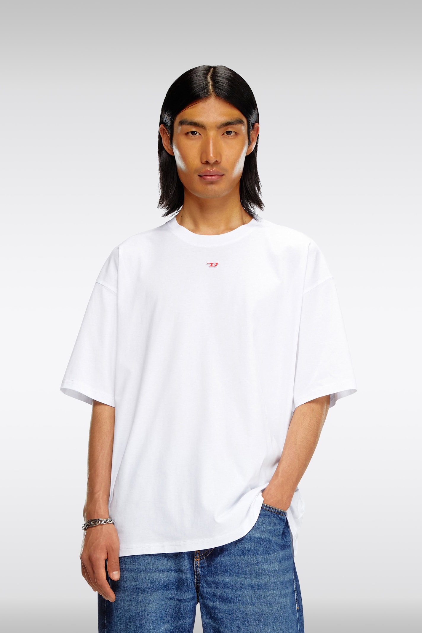 Diesel T-uncutie Stretch-cotton T-shirt In Bianco
