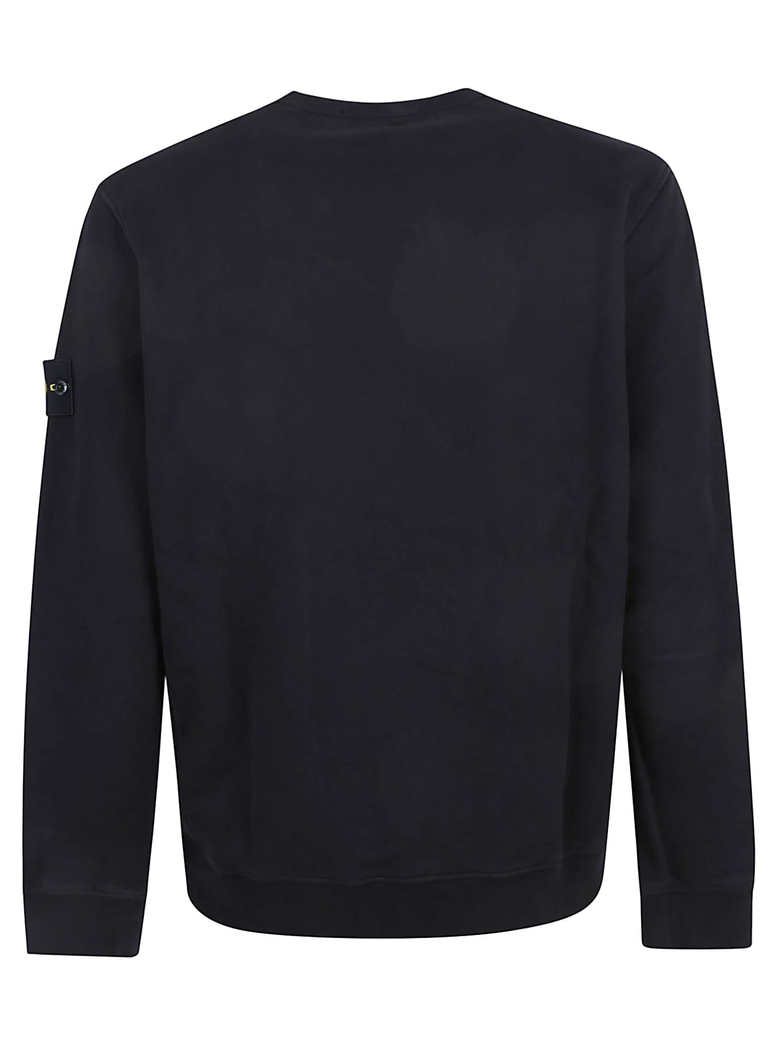 Stone Island Organic Cotton Crew Neck Sweater With English Ribs Knitwear Blue In Black
