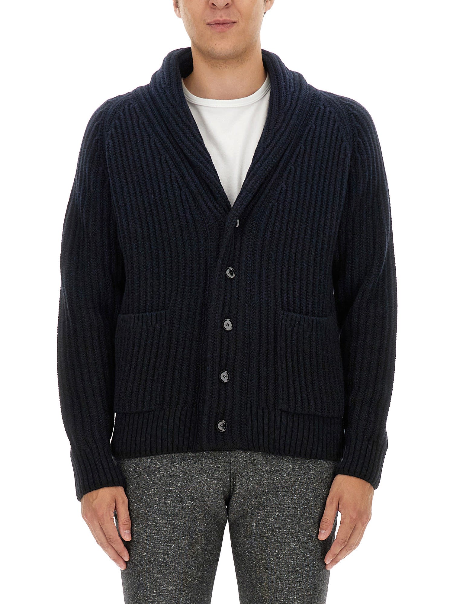 Shop Brioni Cashmere Cardigan In Blue