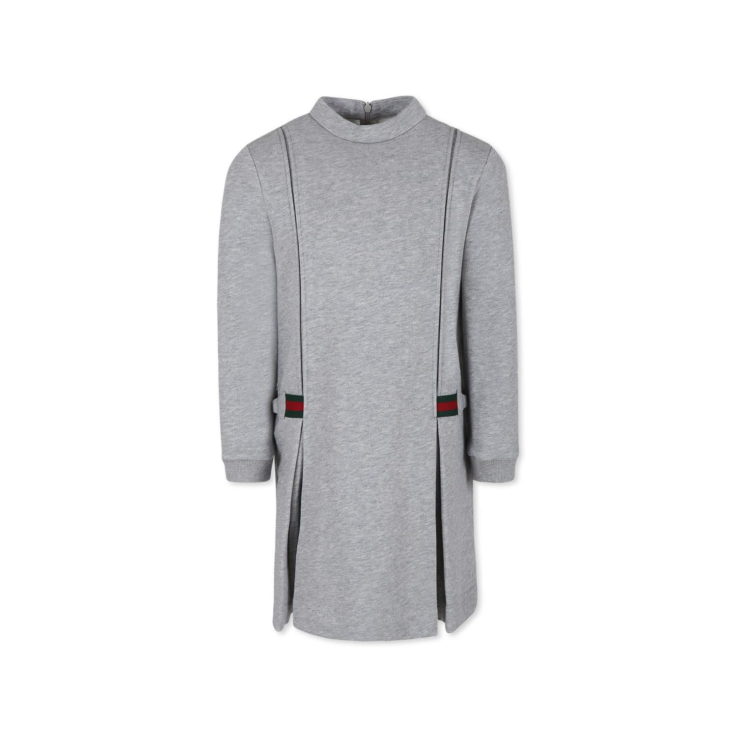 Gucci Web-stripe Cotton Dress In Grey