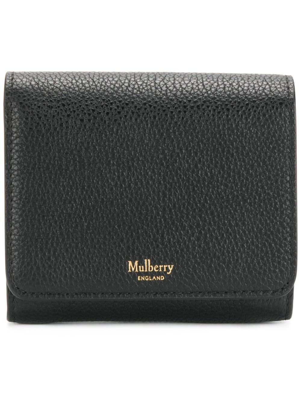 MULBERRY BLACK LEATHER WALLET WITH LOGO