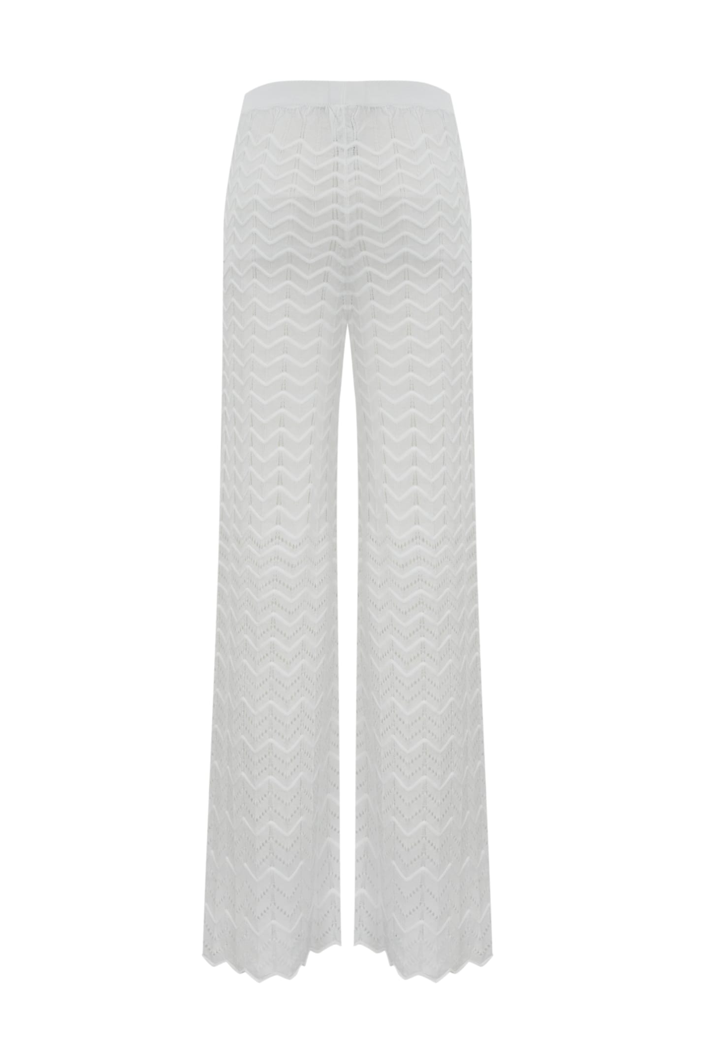 D Exterior Trousers In Viscose And Cotton Perforated Lace In White