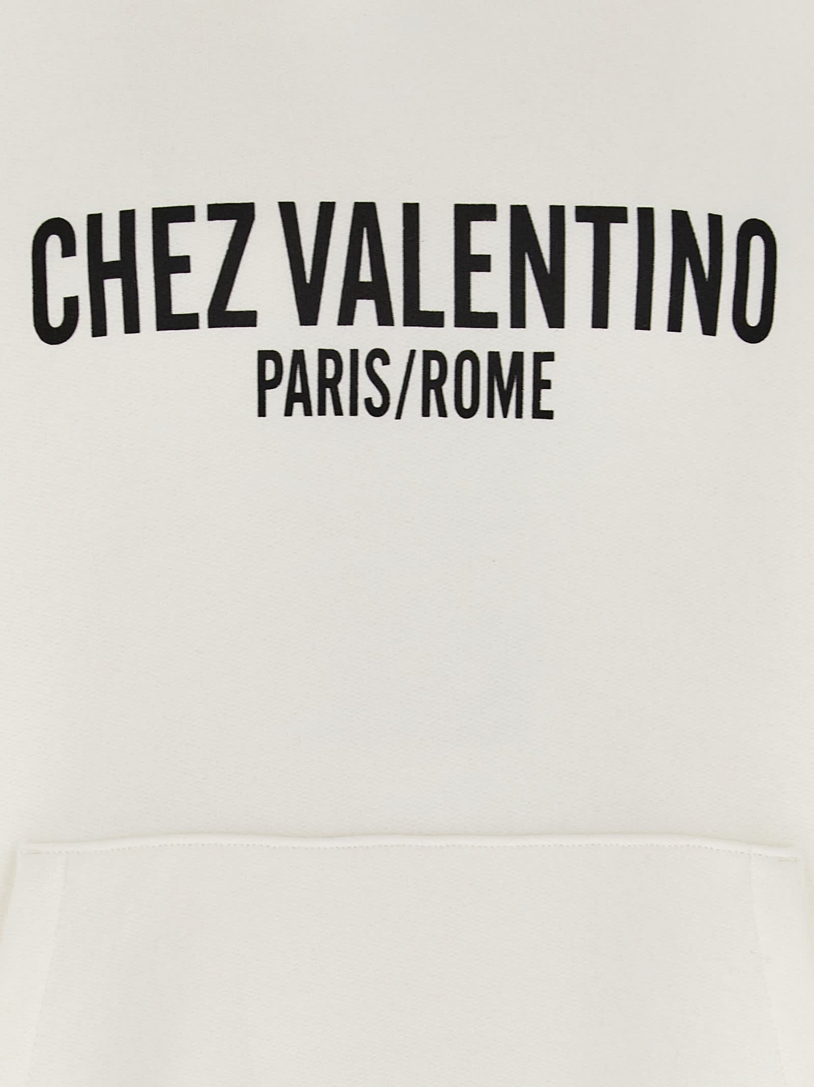 Valentino Chez-print Hoodie In White