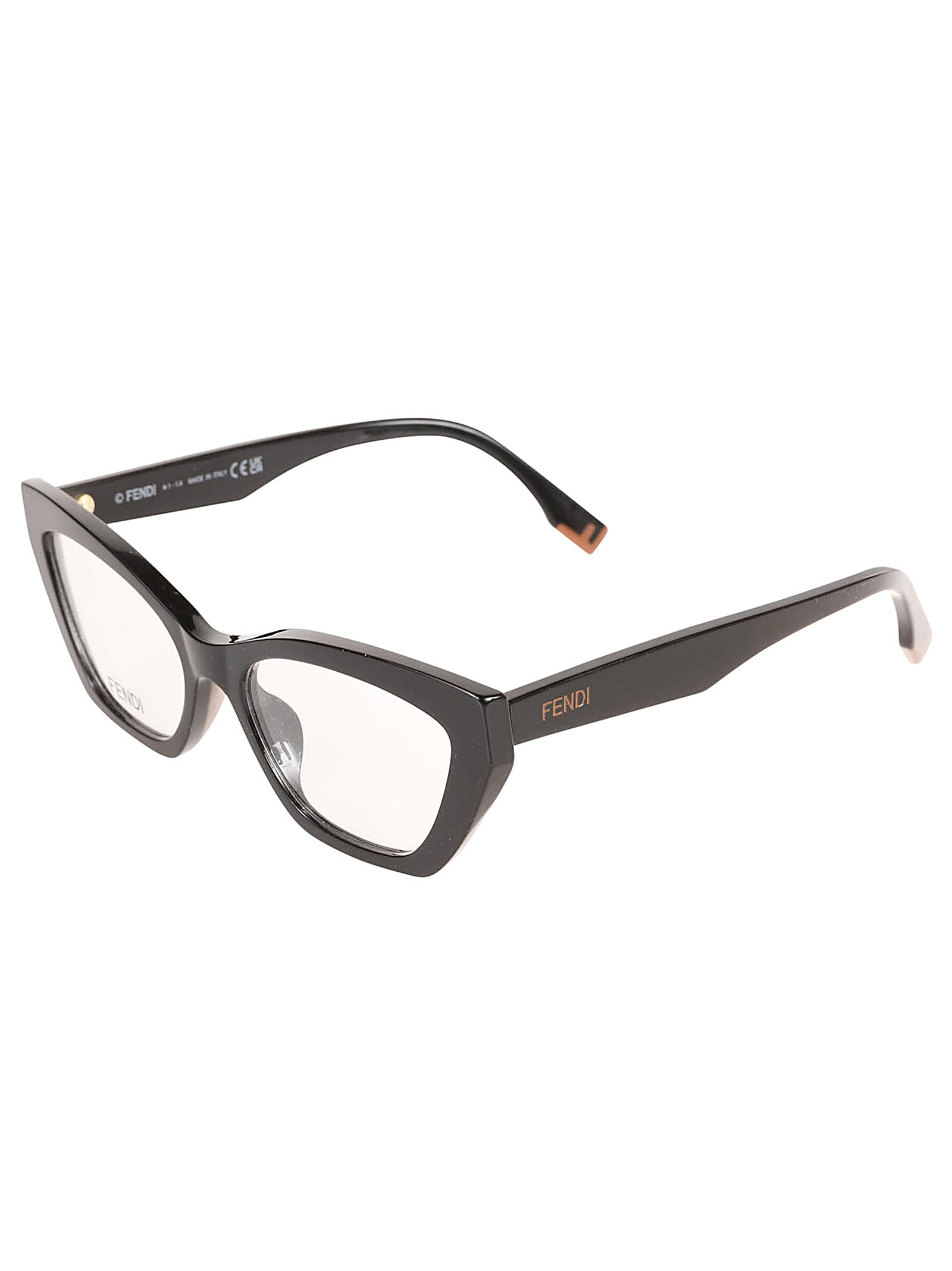 Shop Fendi Cat-eye Logo Sided Glasses In 001 - Black