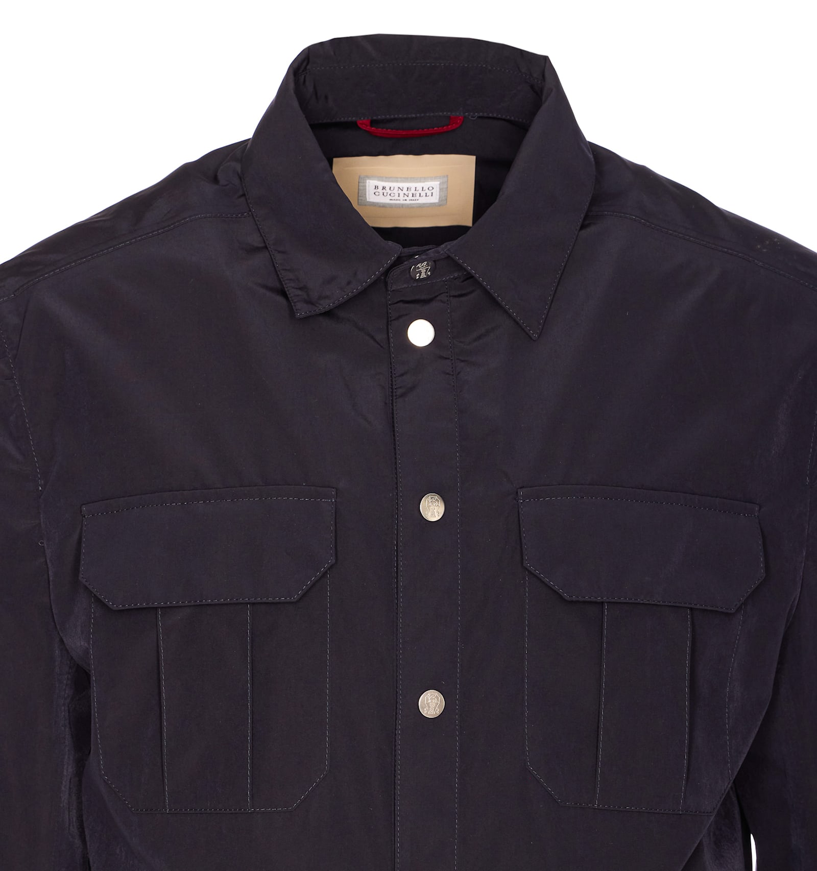 Brunello Cucinelli Shirt Jacket With Logo Buttons In Blue