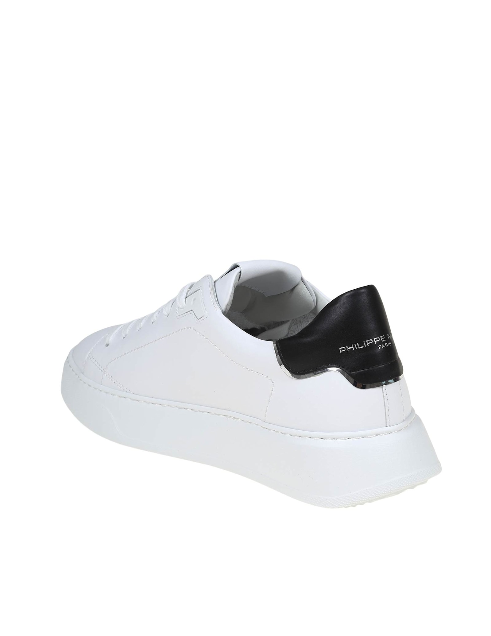 Philippe Model Temple White Black Leather Sneaker In White/black