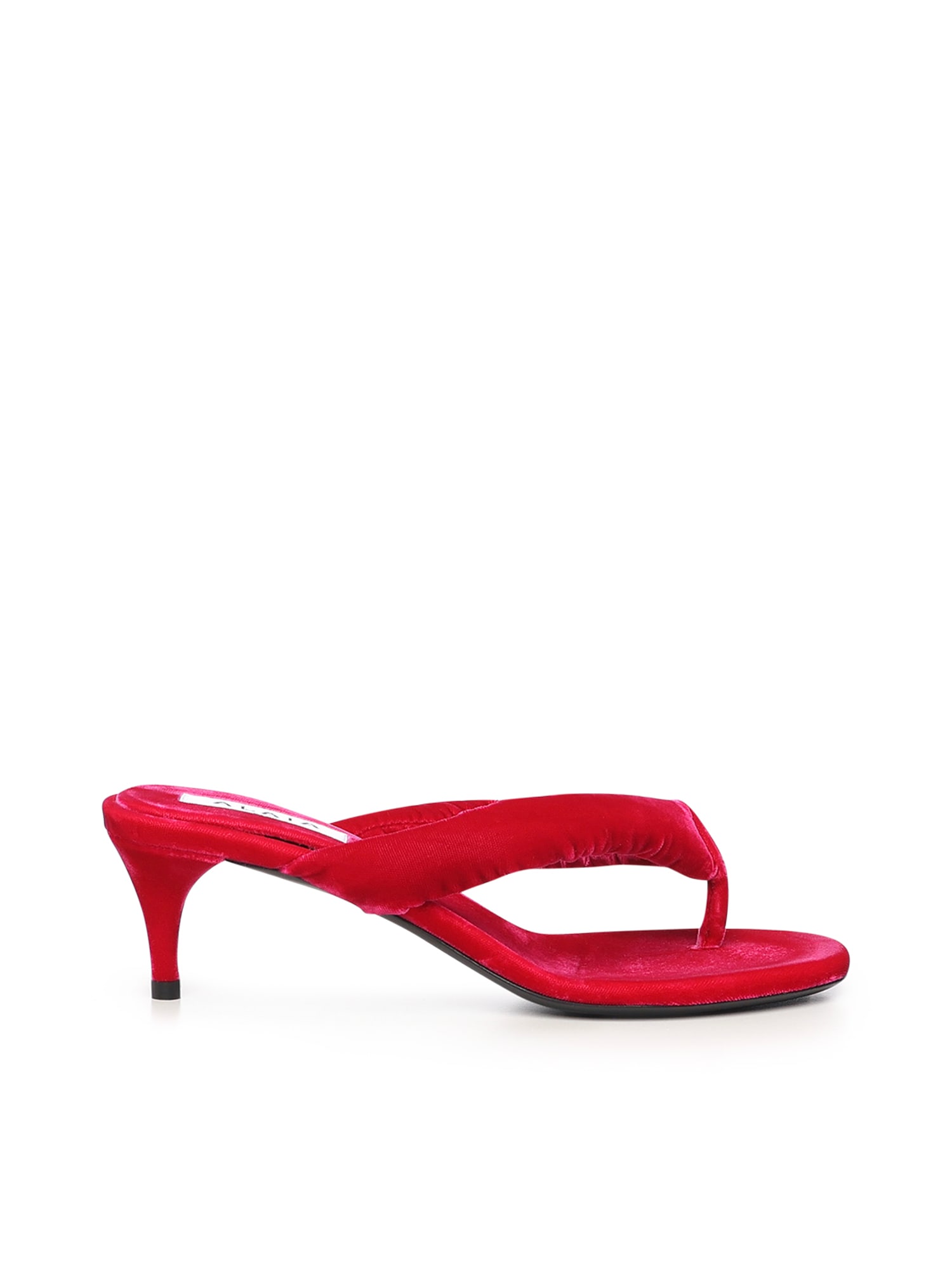 Alaïa Velvet Heeled Flip-flop Mule In Red