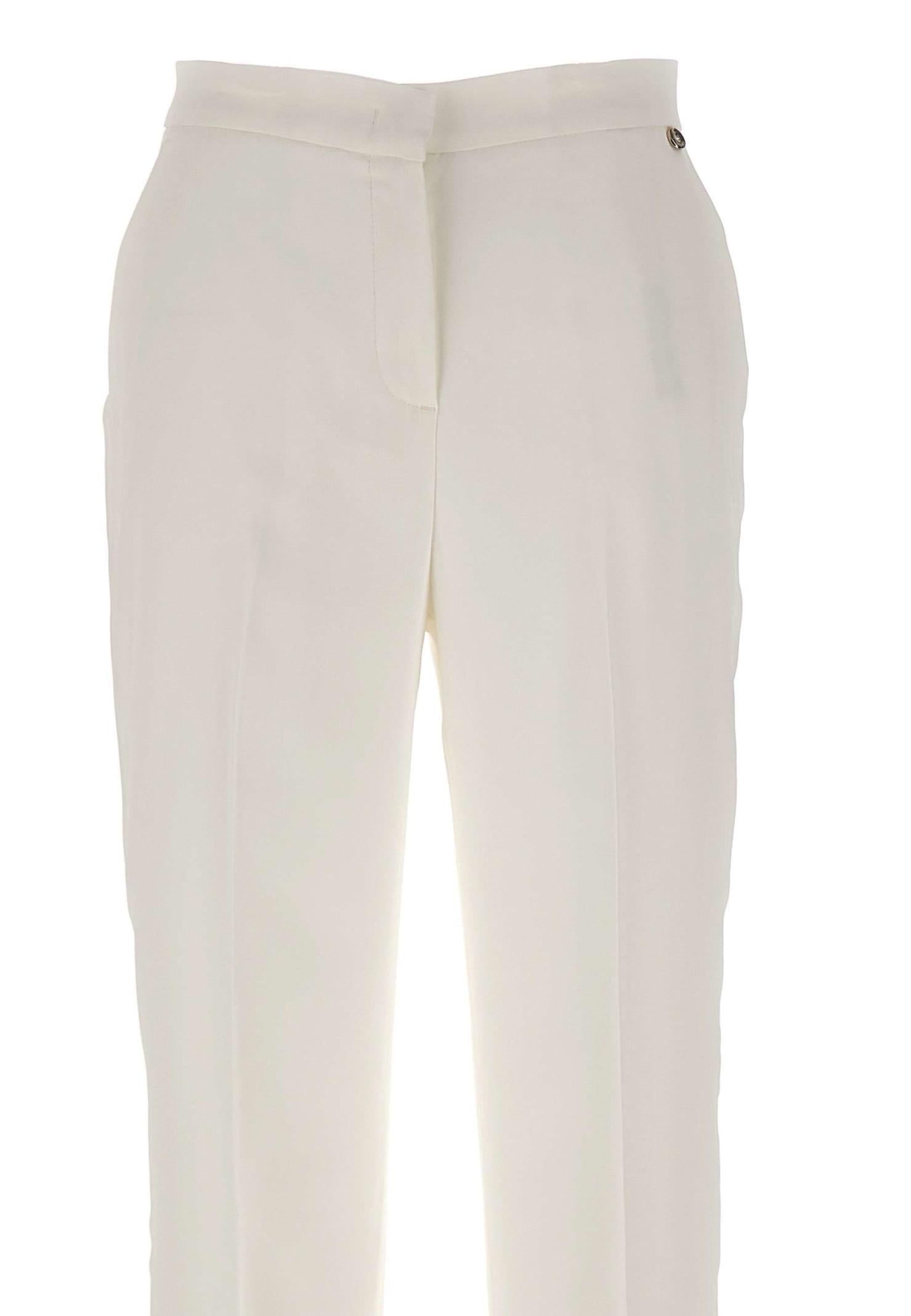 Shop Liu •jo Viscose Crêpe Trousers In White