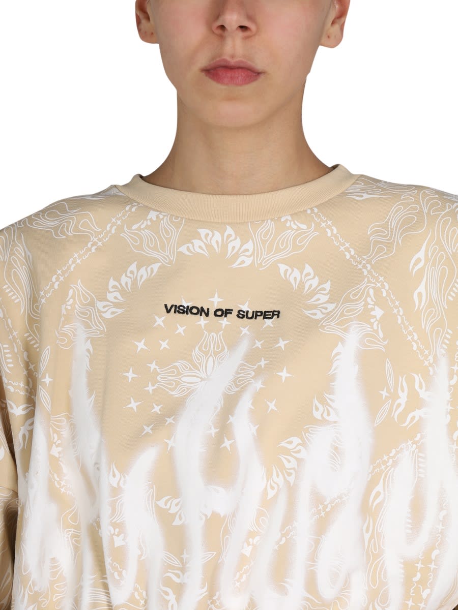 Shop Vision Of Super Paisley Pattern Sweatshirt In Beige