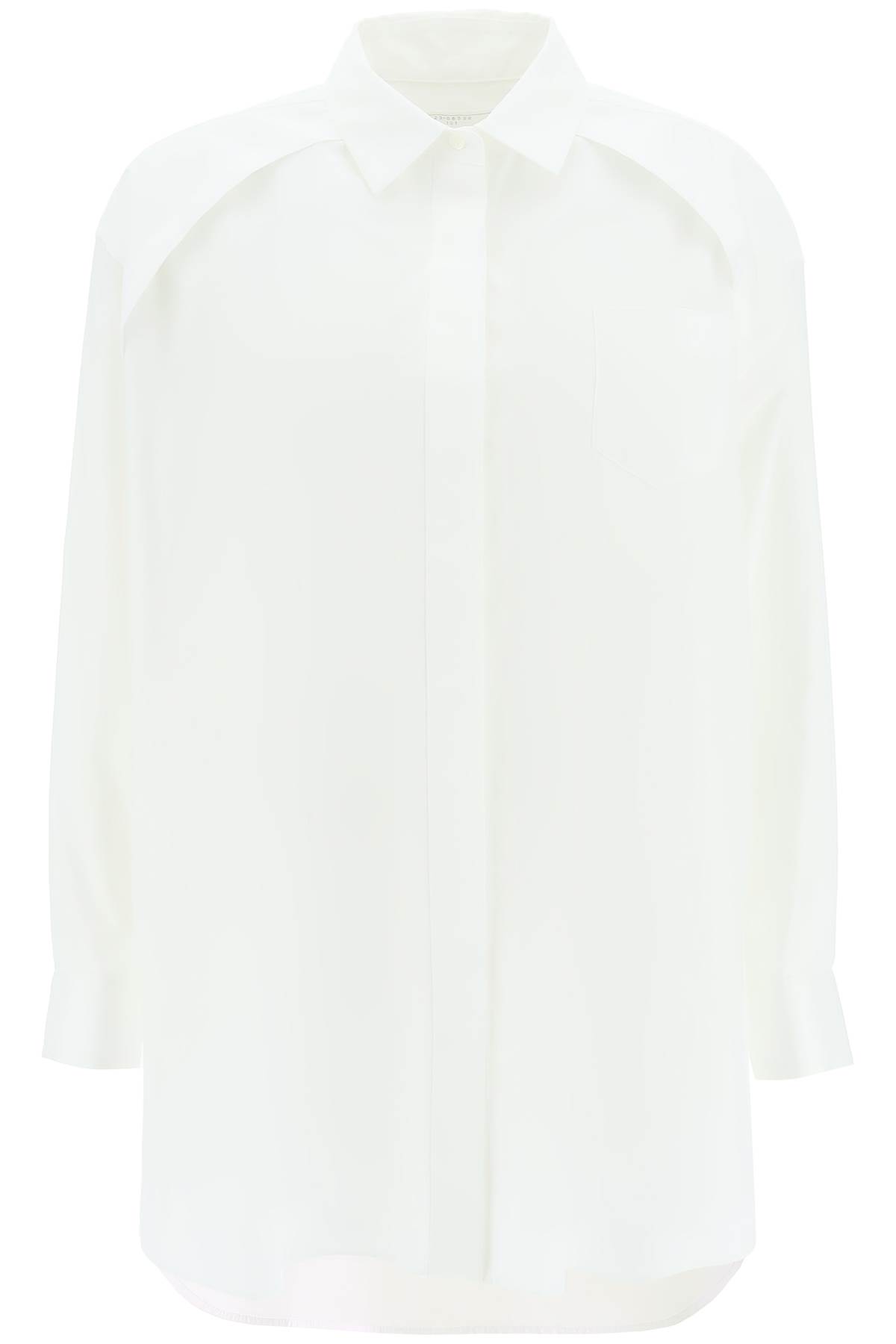 Shop Sacai Maxi Shirt With Cut-out Sleeves In White (white)