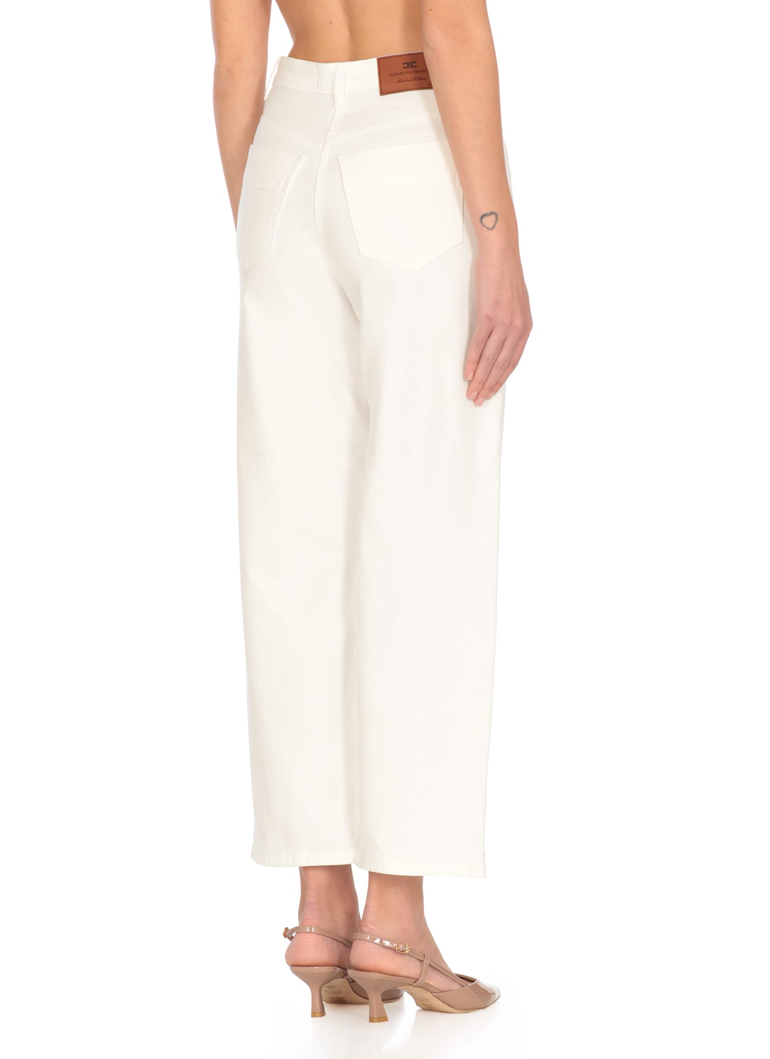 Elisabetta Franchi White Cotton Jeans In White