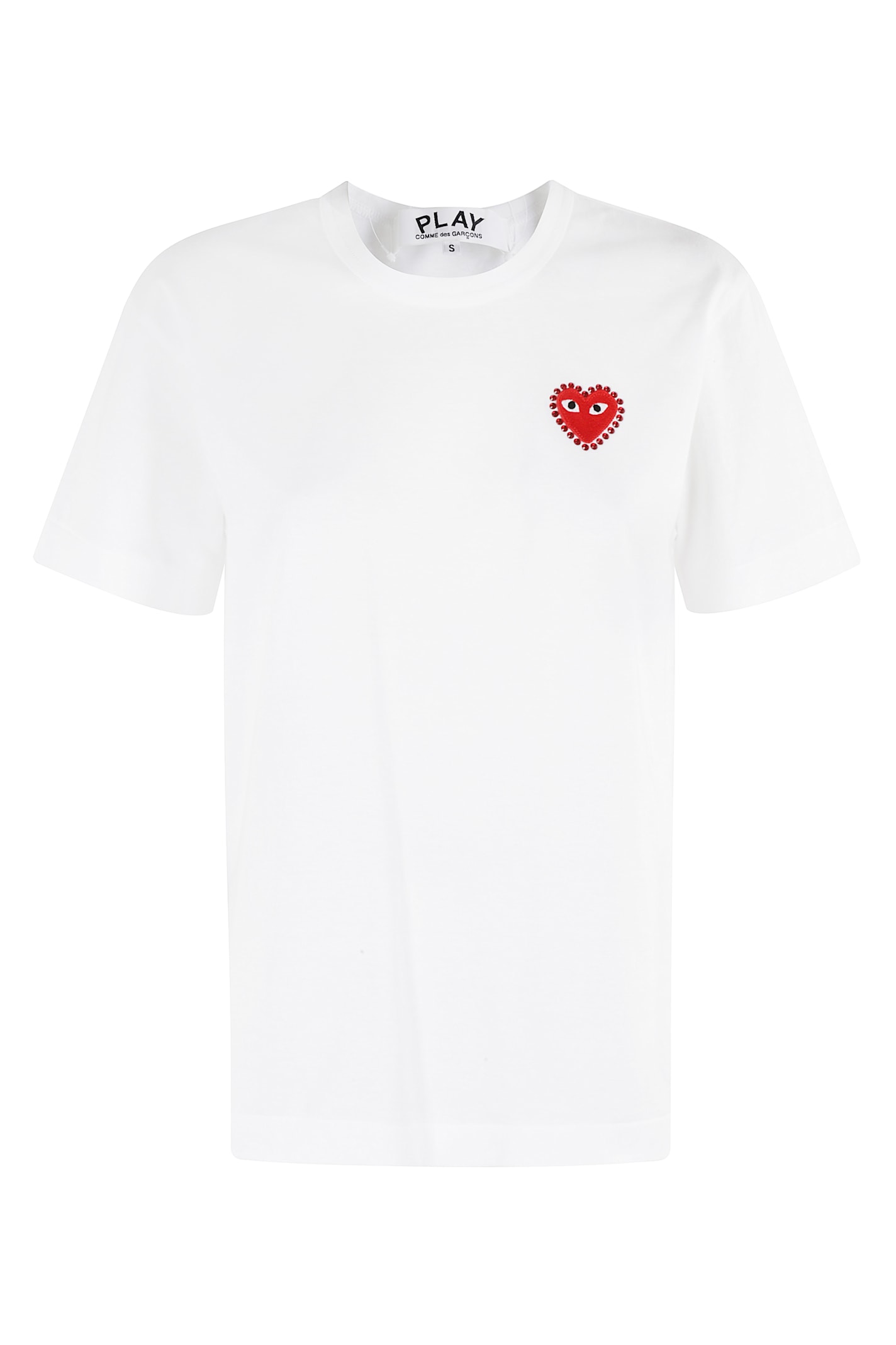 Comme Des Garçons Play Logo Embroidered T-shirt With Round Neck