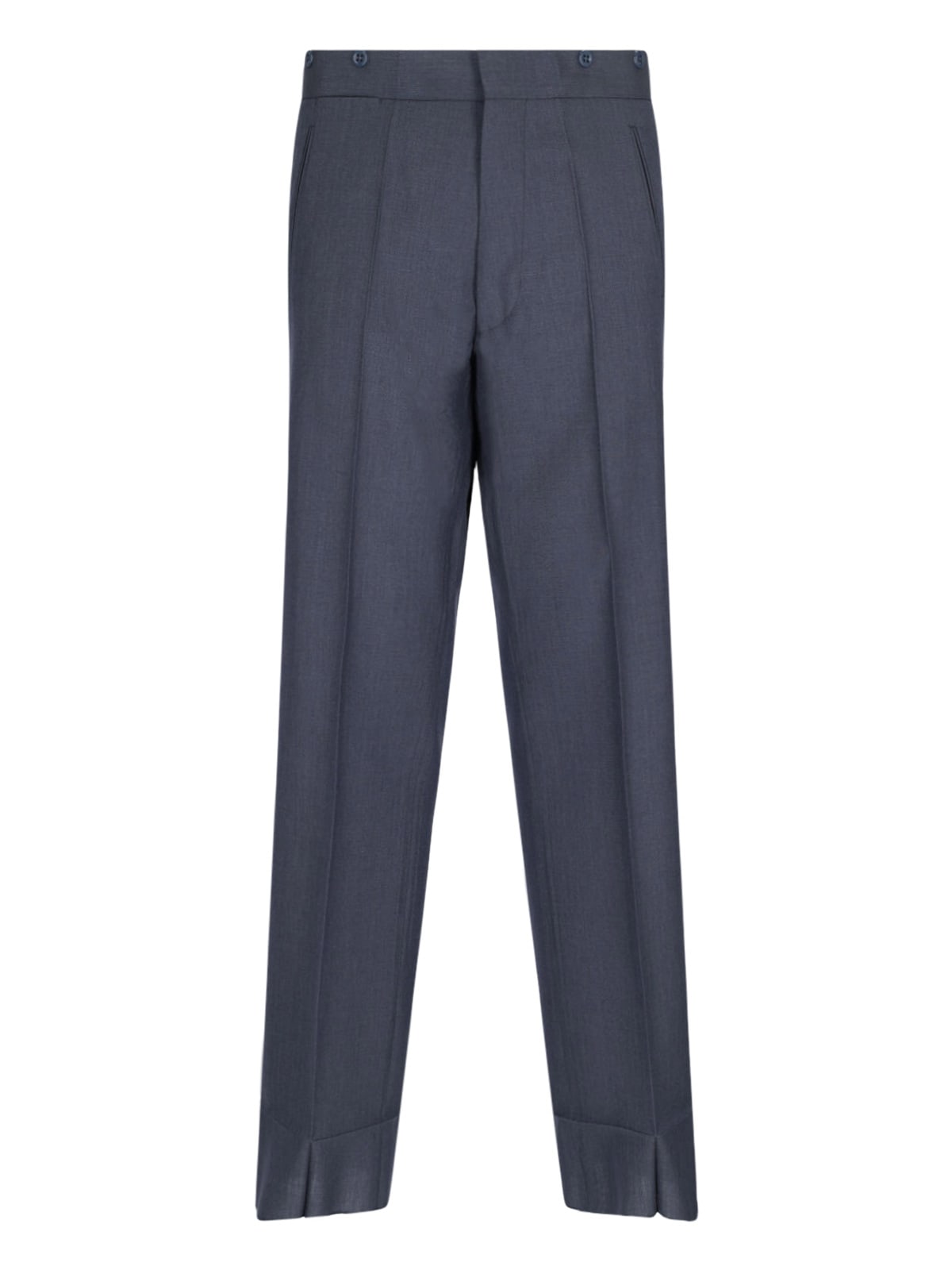 Prada Wide Grey Mohair And Silk Trousers Men In Blue