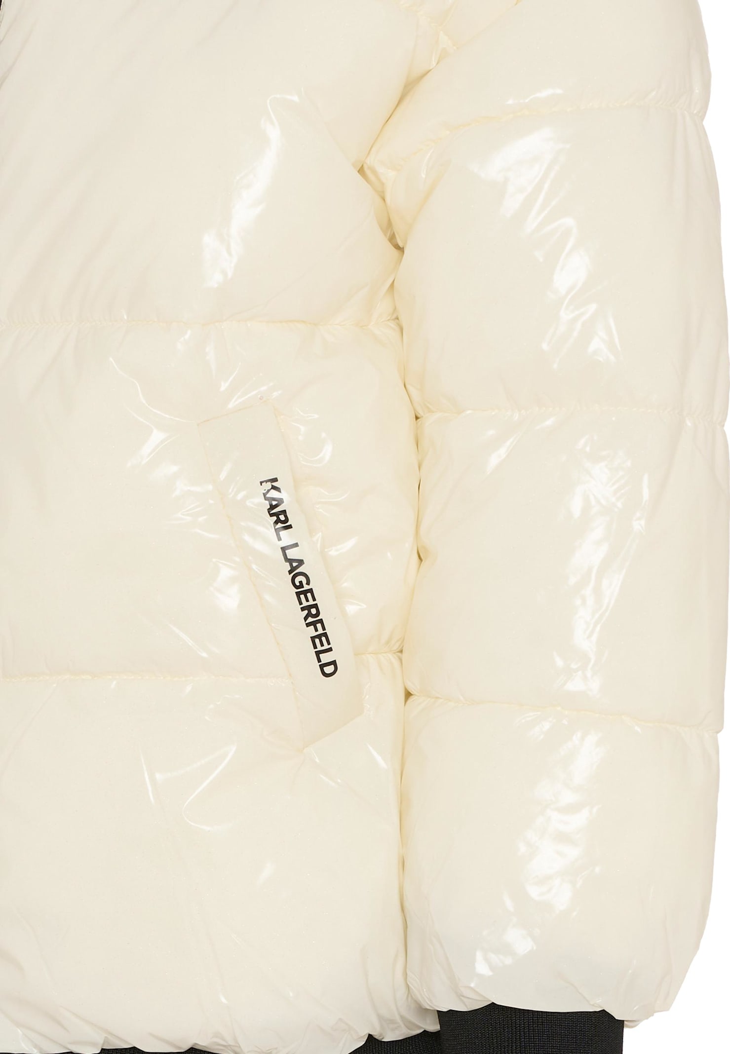 Karl Lagerfeld Ivory Down Jacket For Girl With Logo In White