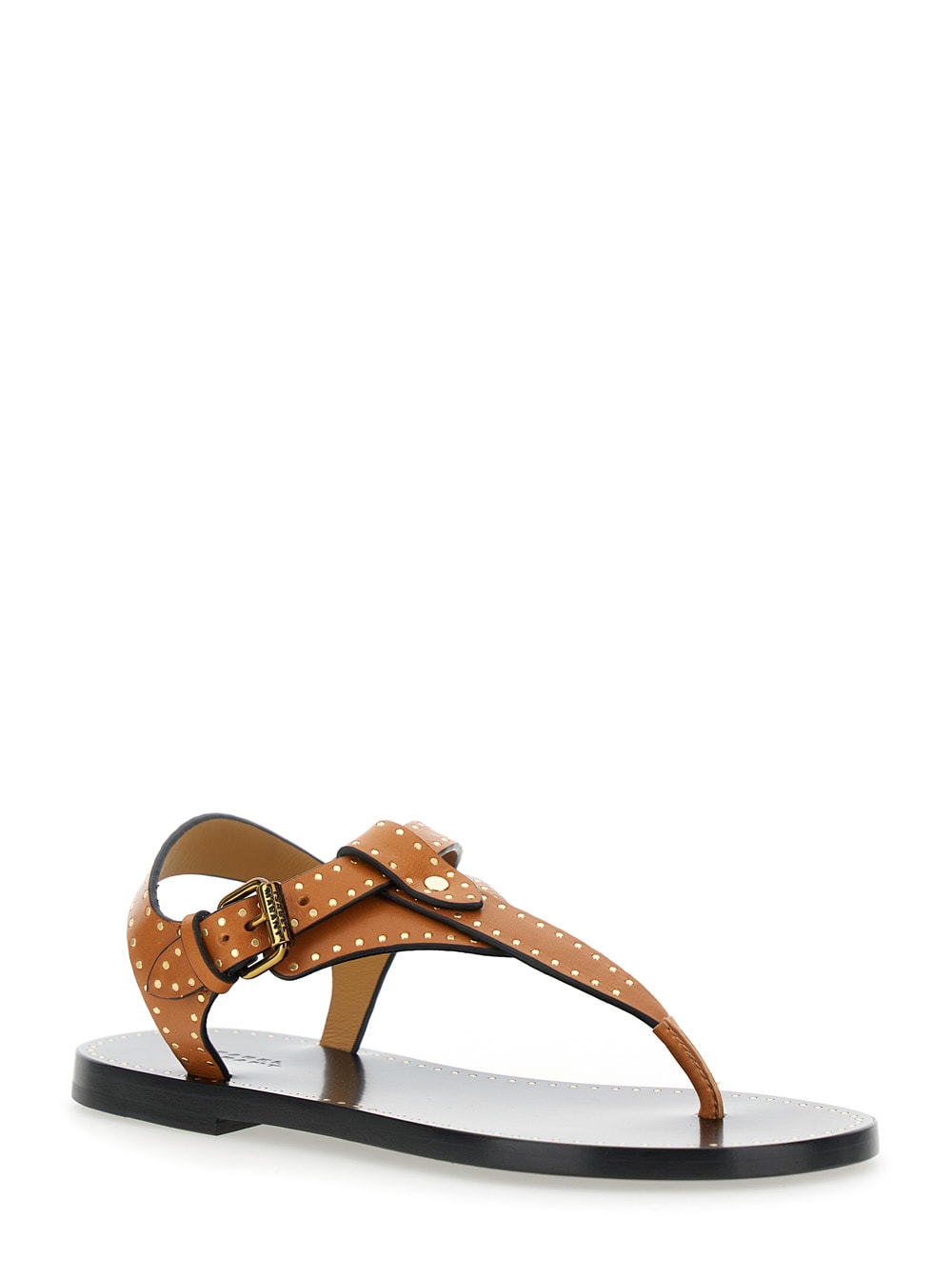 Isabel Marant 'jooni' Brown Sandals With Buckle Closure And Metal Studs In Brown