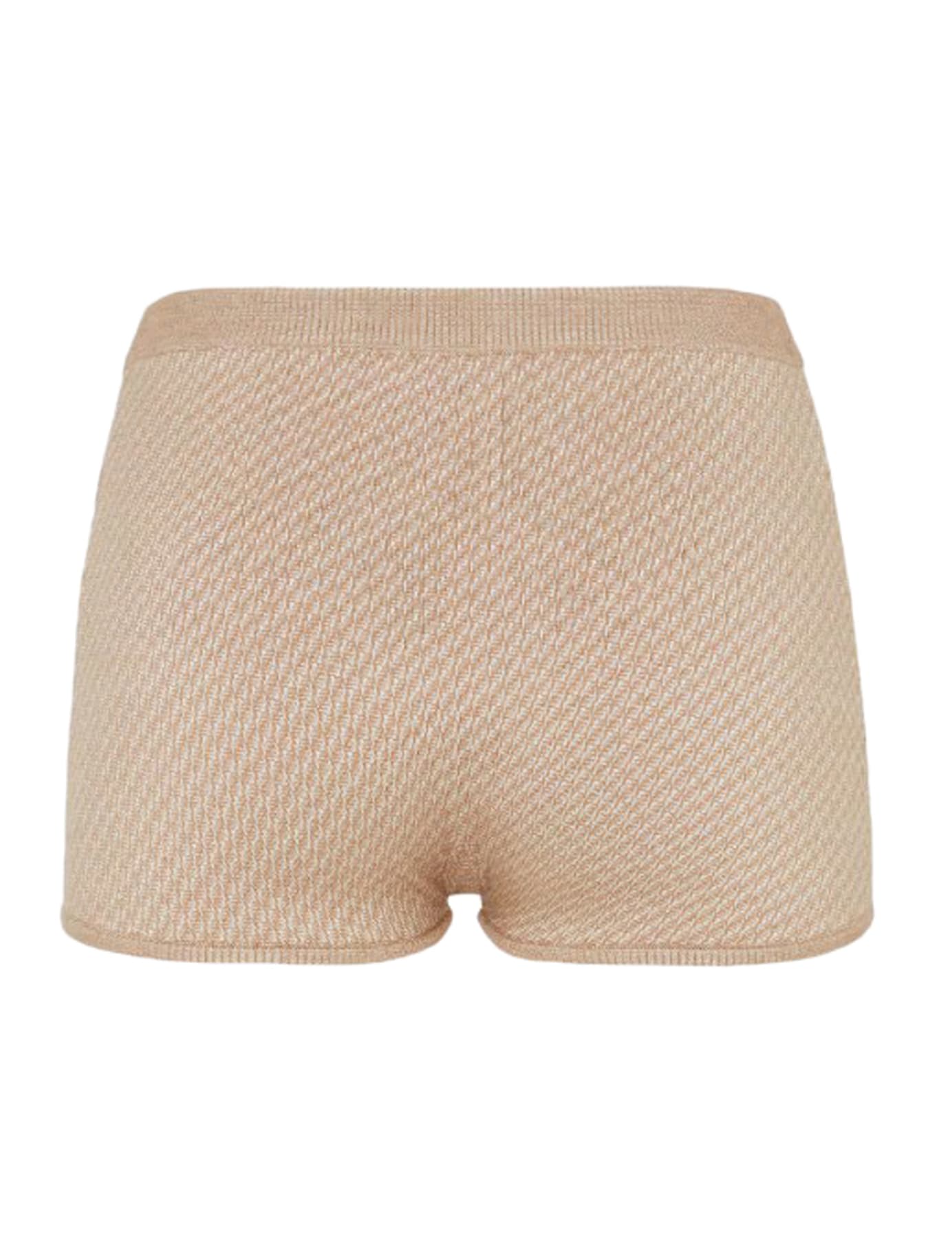 Fendi Beige Ff Wool Shorts In Nude & Neutrals
