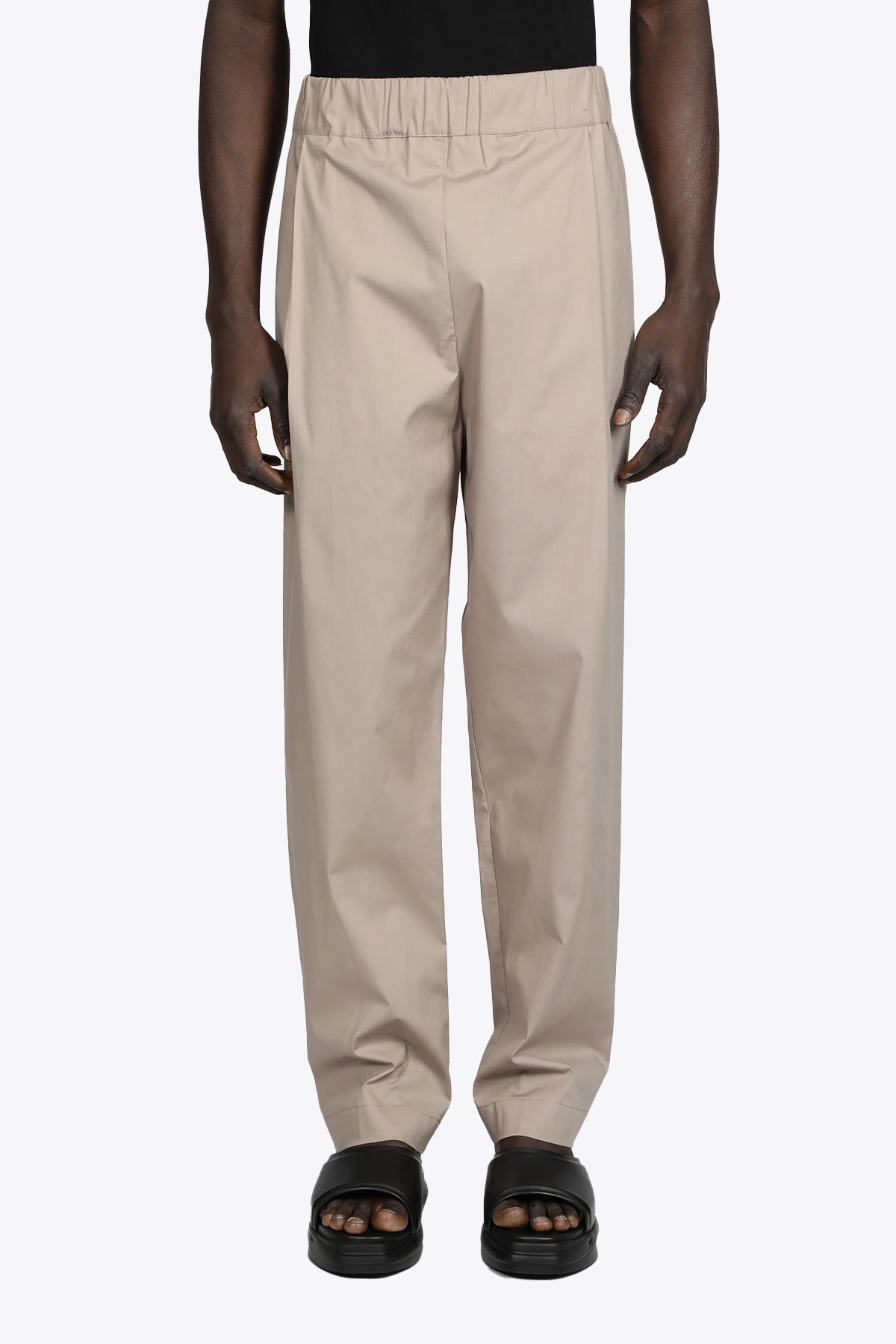 Laneus Baggy Unito Beige poplin cotton trousers with front pleat