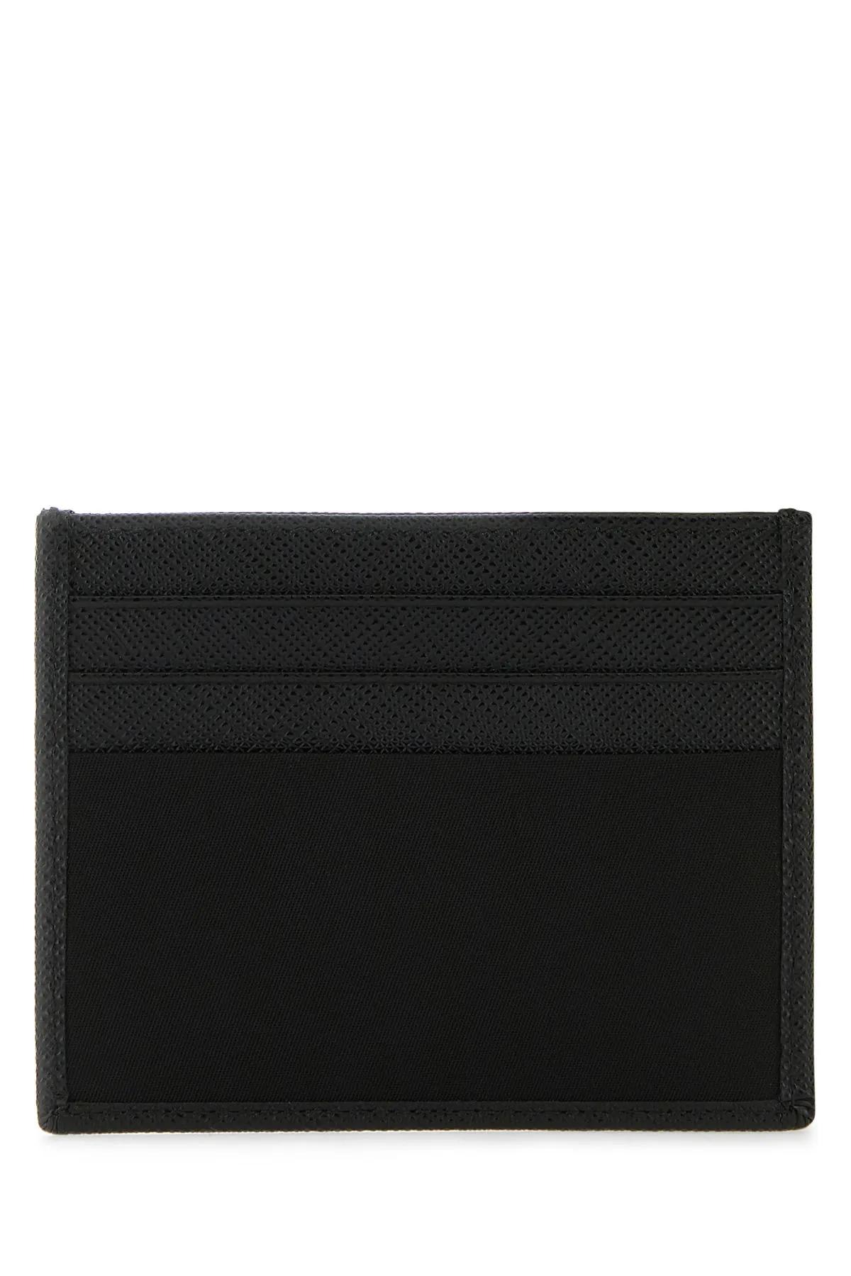 Shop Prada Black Leather And Satin Card Holder In Nero