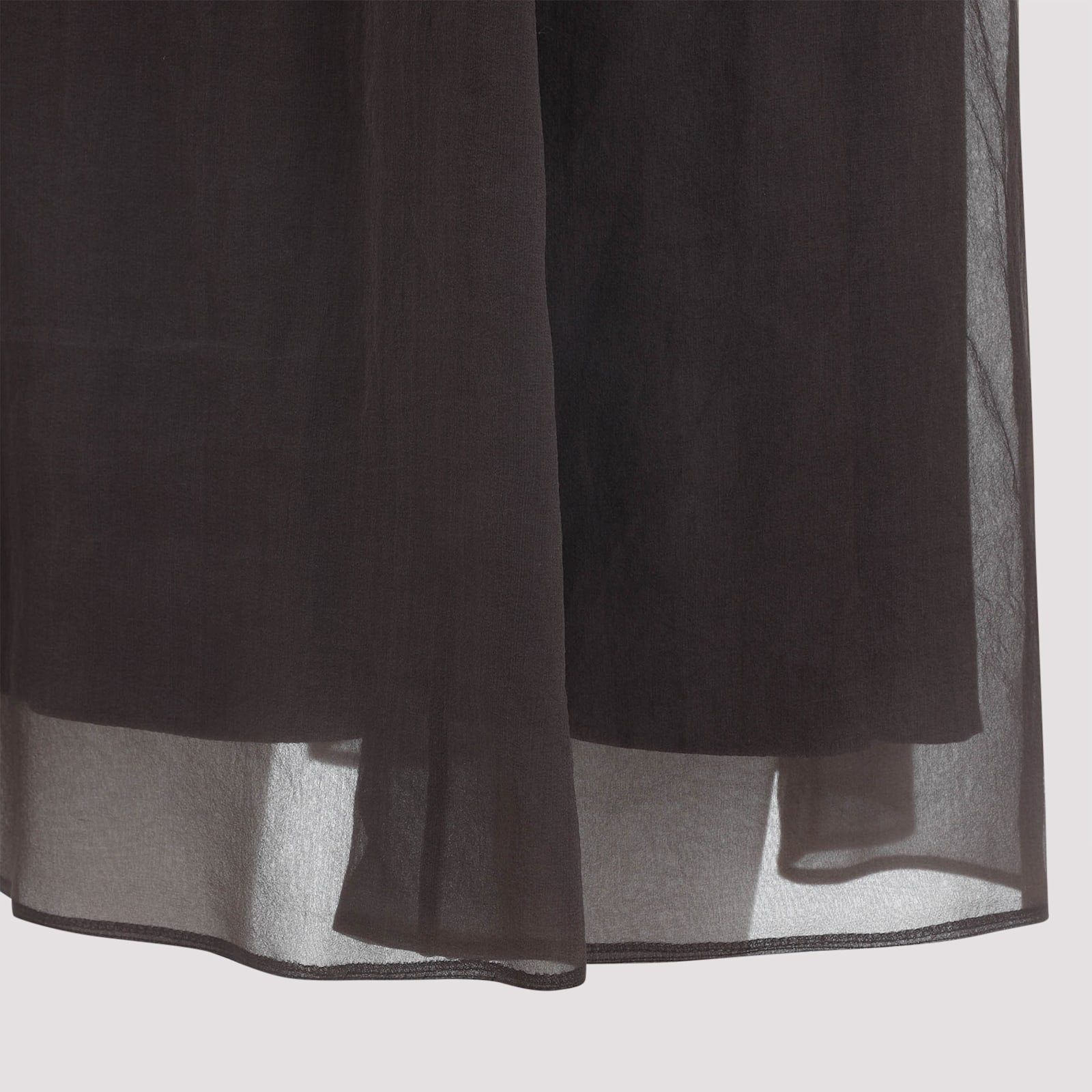 Brunello Cucinelli Dark Brown Silk Skirt In Black