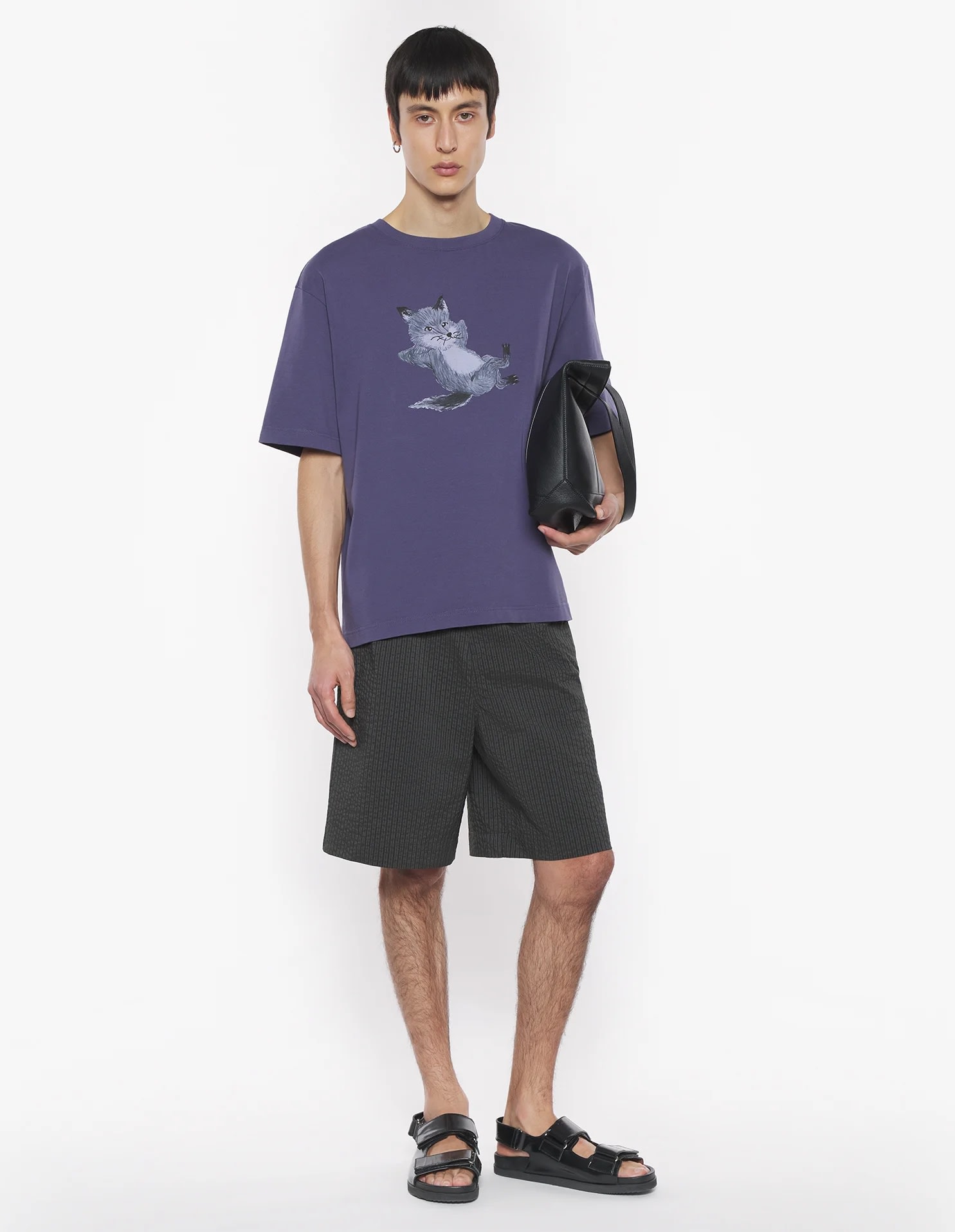 Maison Kitsuné Chillax Print Oversize Tee-shirt In Purple