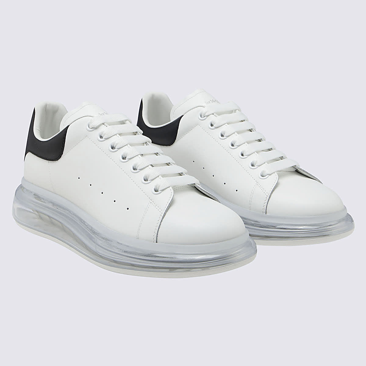 Shop Alexander Mcqueen White And Black Leather Oversized Sneakers