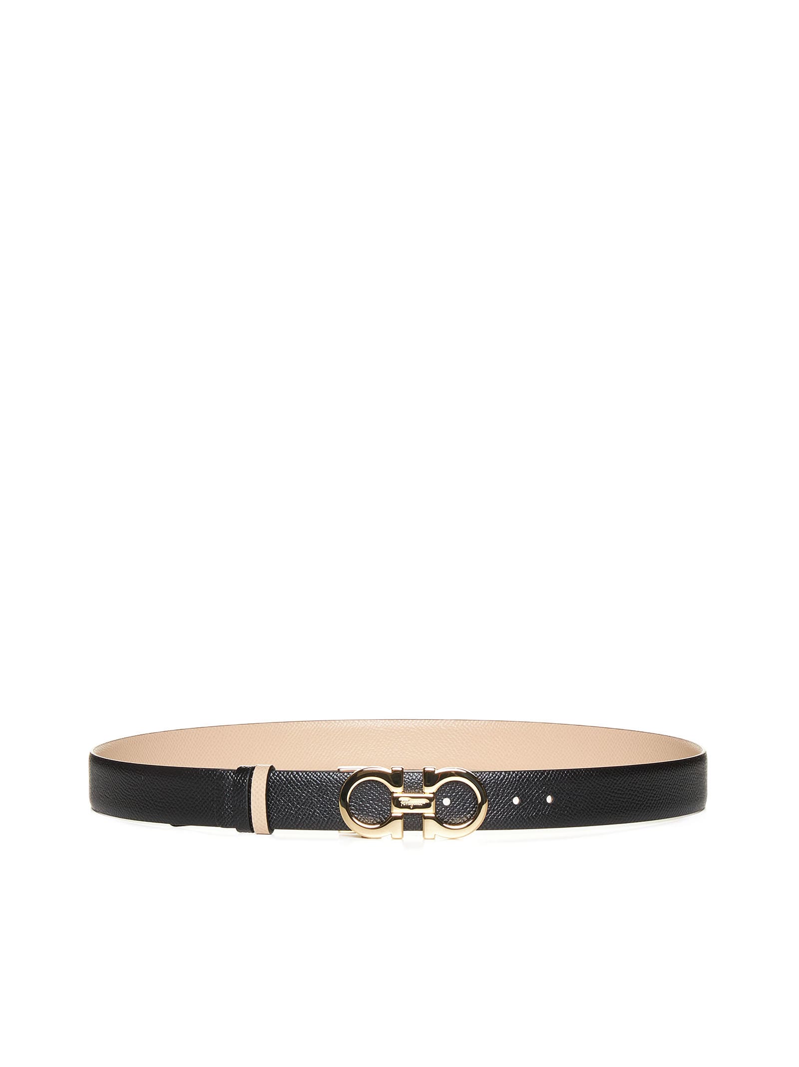 Shop Ferragamo Belt In Macadamia || Nero