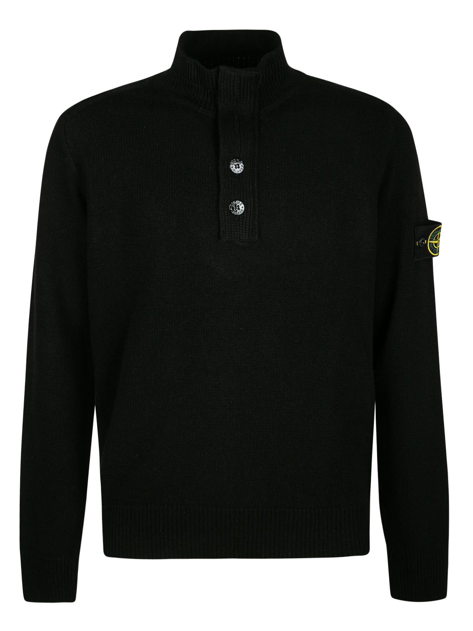 Stone Island High Neck Logo Patched Knit Sweater