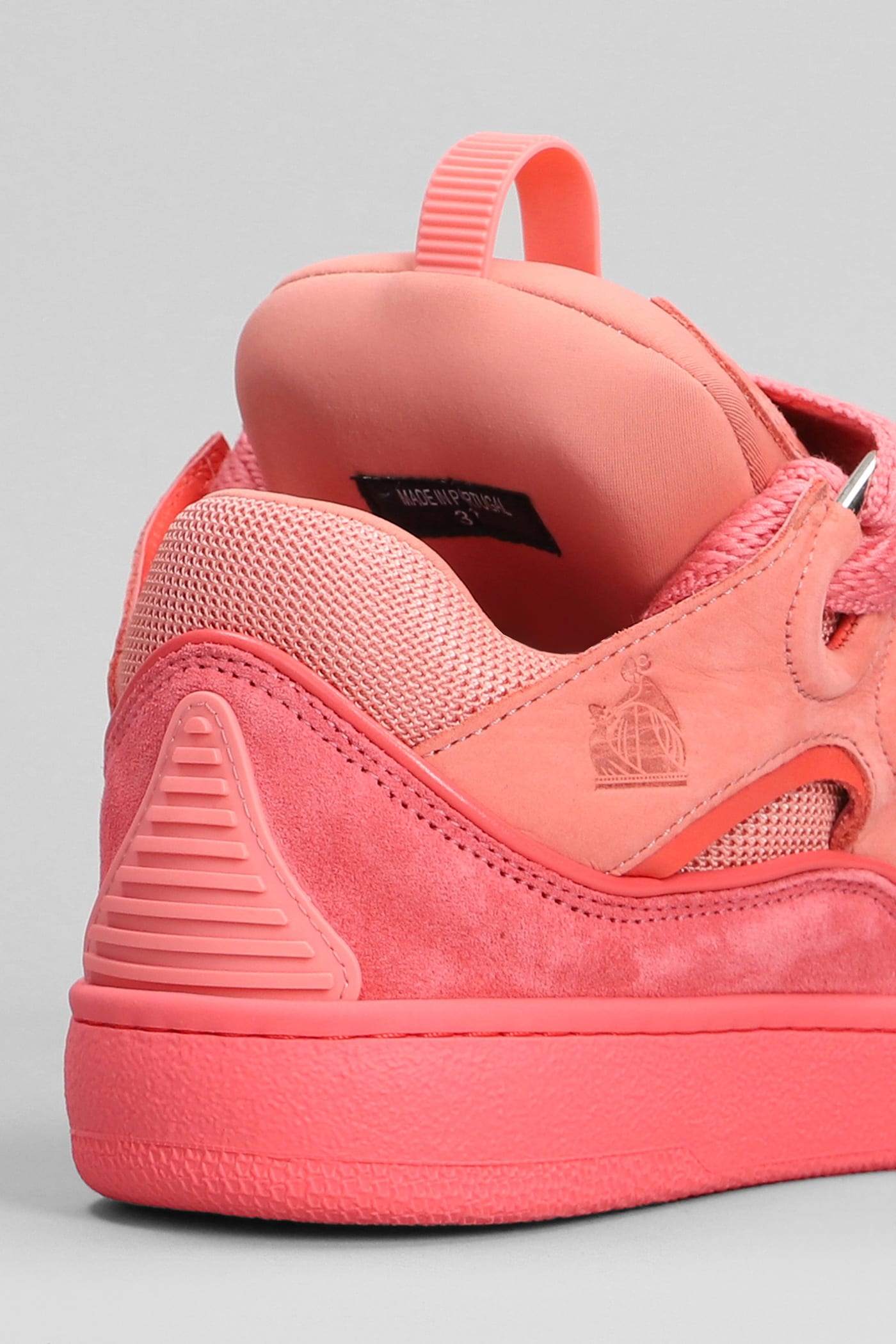 Shop Lanvin Curb Sneakers In Rose-pink Suede And Leather