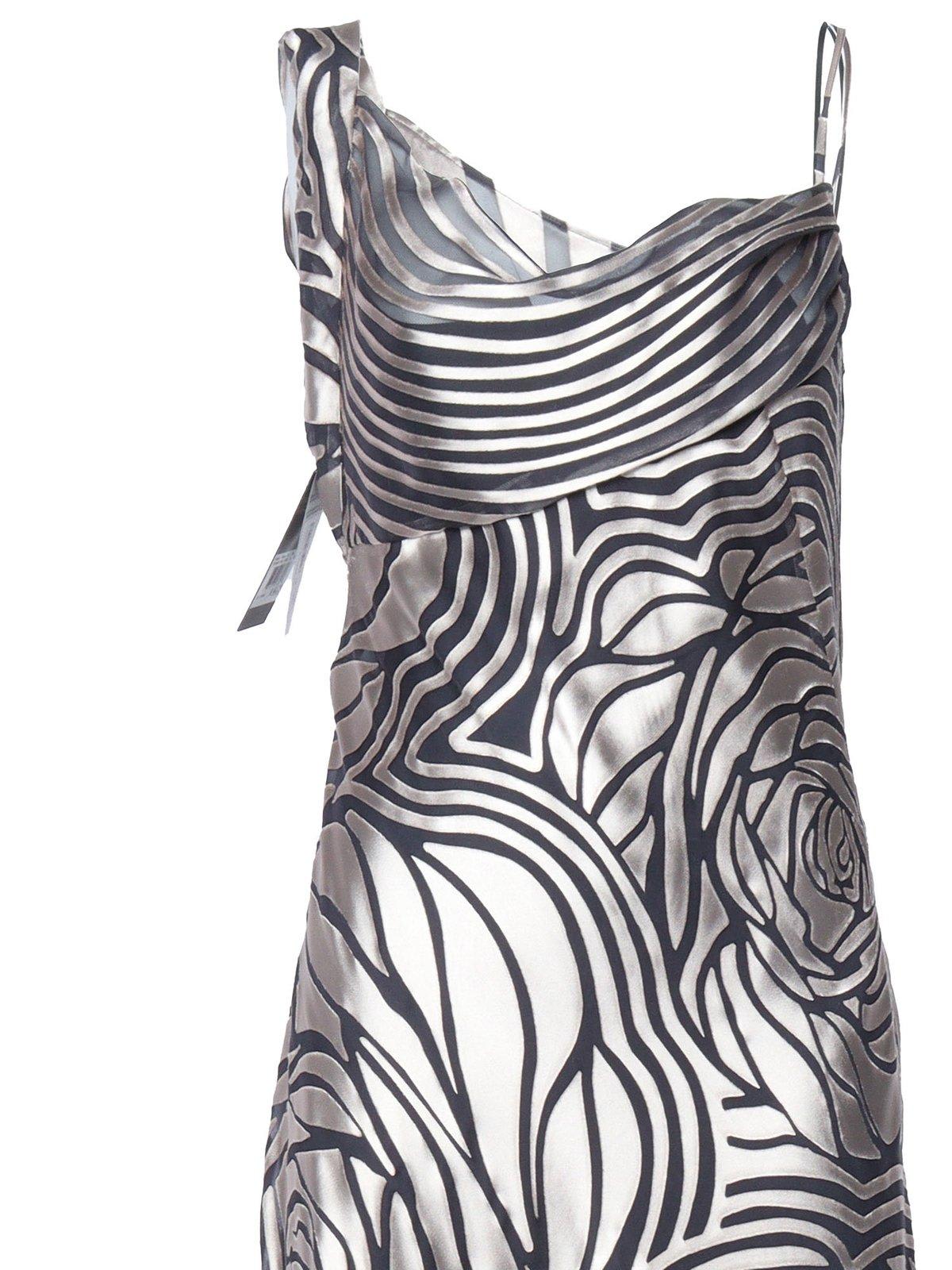 Shop Alberta Ferretti Satin-trim Sleeveless Long Dress In Beige E Nero
