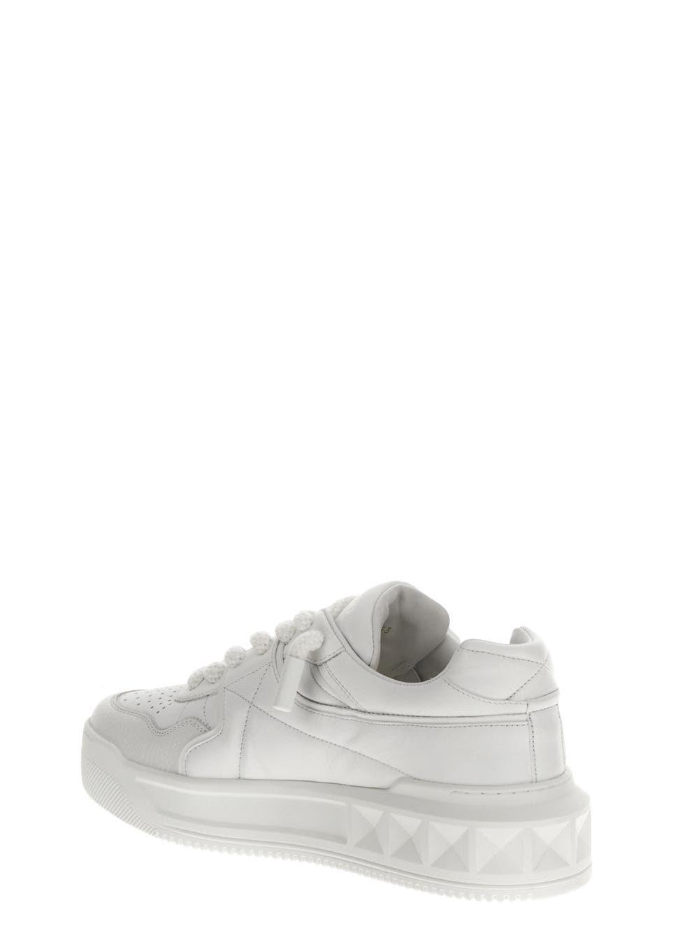 Shop Valentino White Leather Sneakers