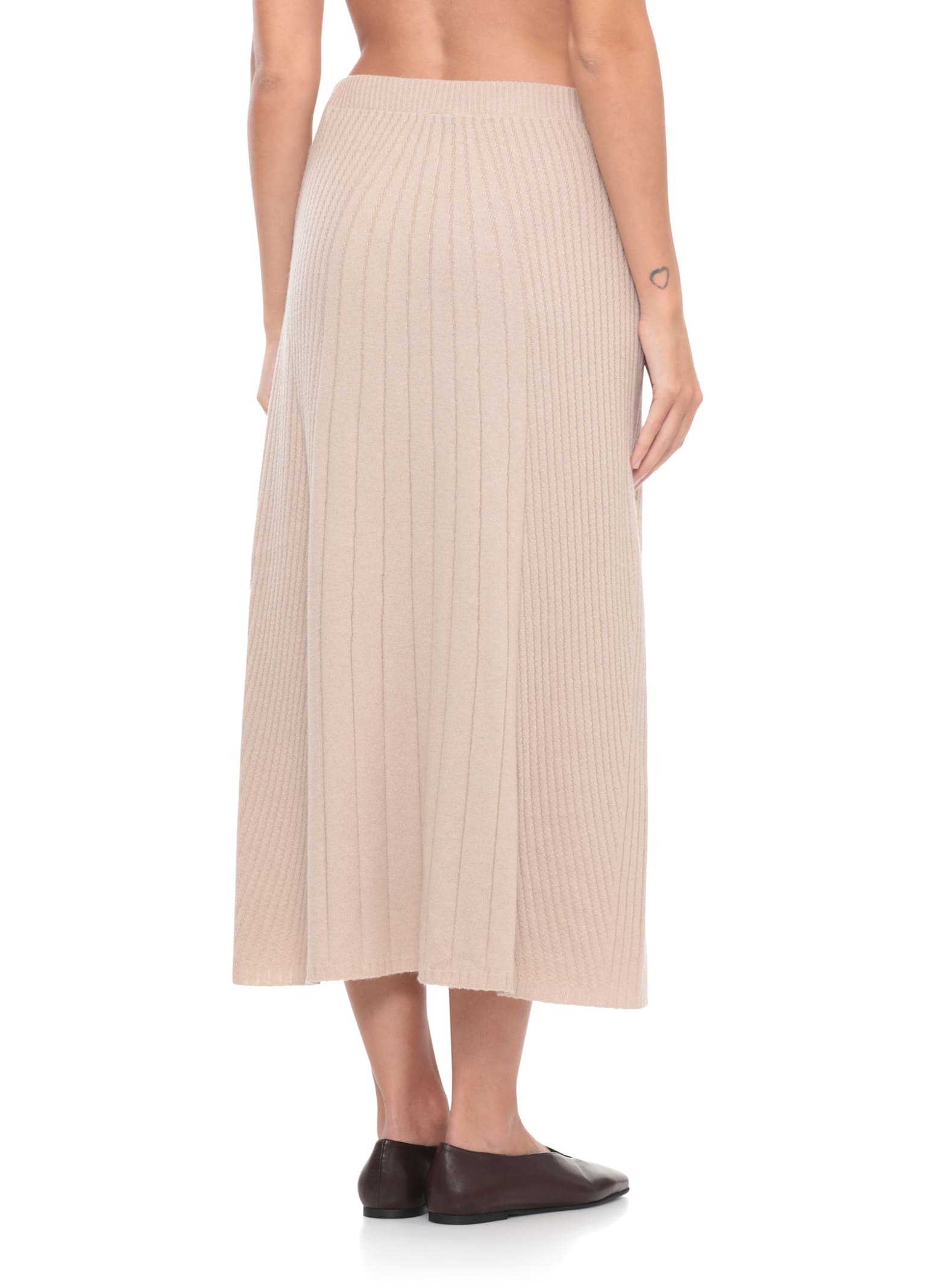 D Exterior Beige Cashmere And Wool Midi Skirt In Pink