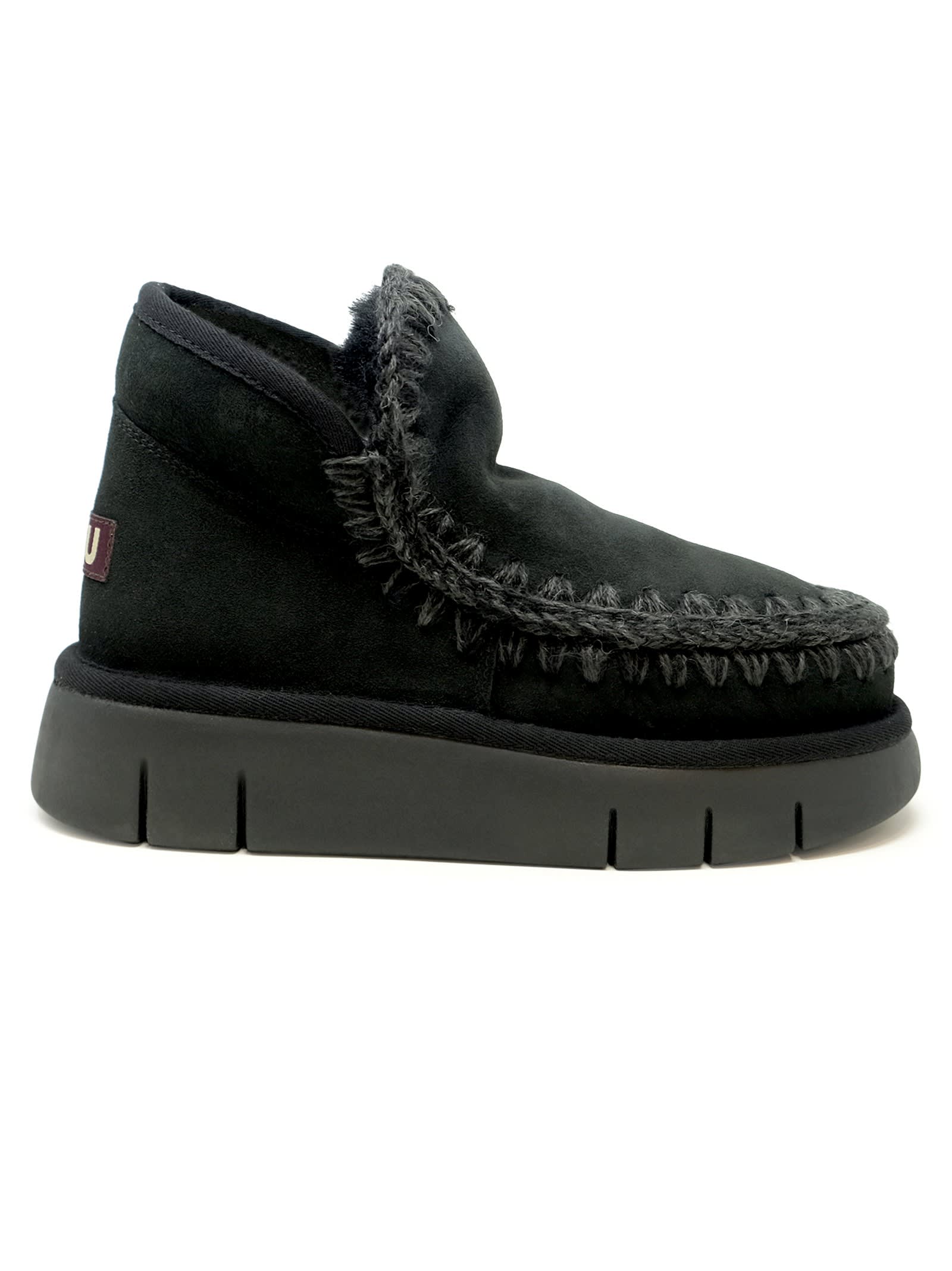 Mou Black Eskimo Bounce Leather Wool Rubber Sneaker